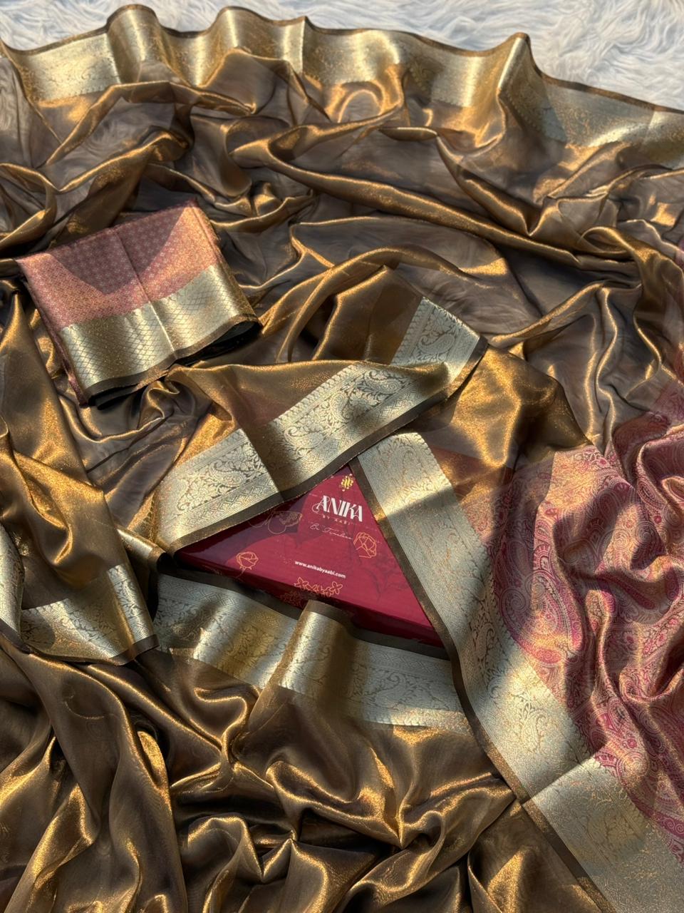 Anika's Bronze Tissue Silk Saree-BTS18 - Image 12
