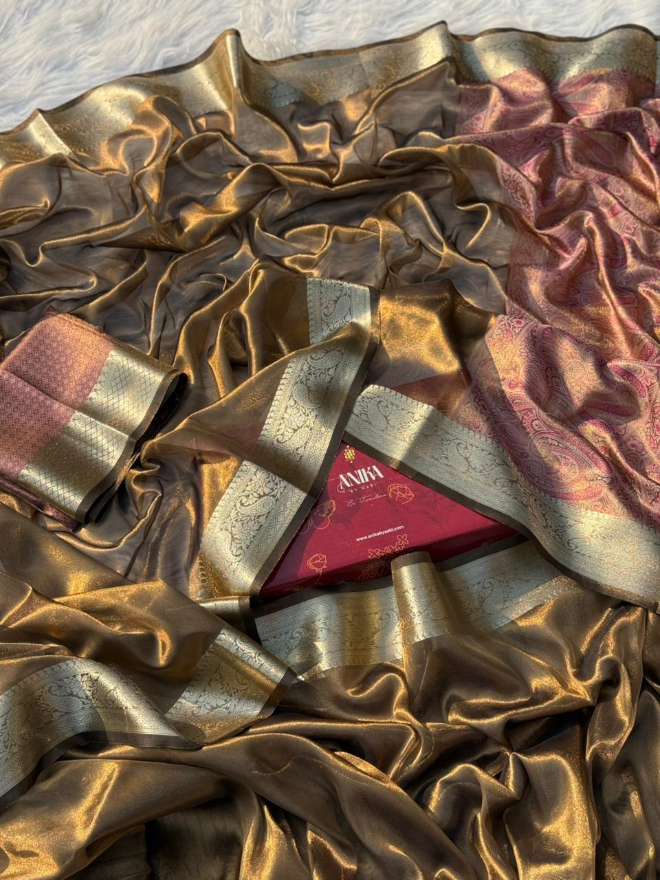 Anika's Bronze Tissue Silk Saree-BTS18 - Image 3