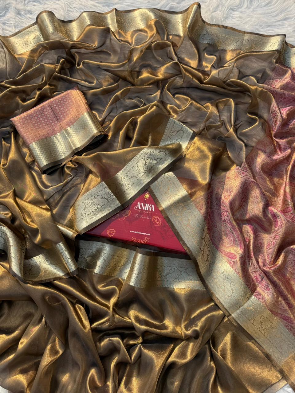 Anika's Bronze Tissue Silk Saree-BTS18 - Image 6