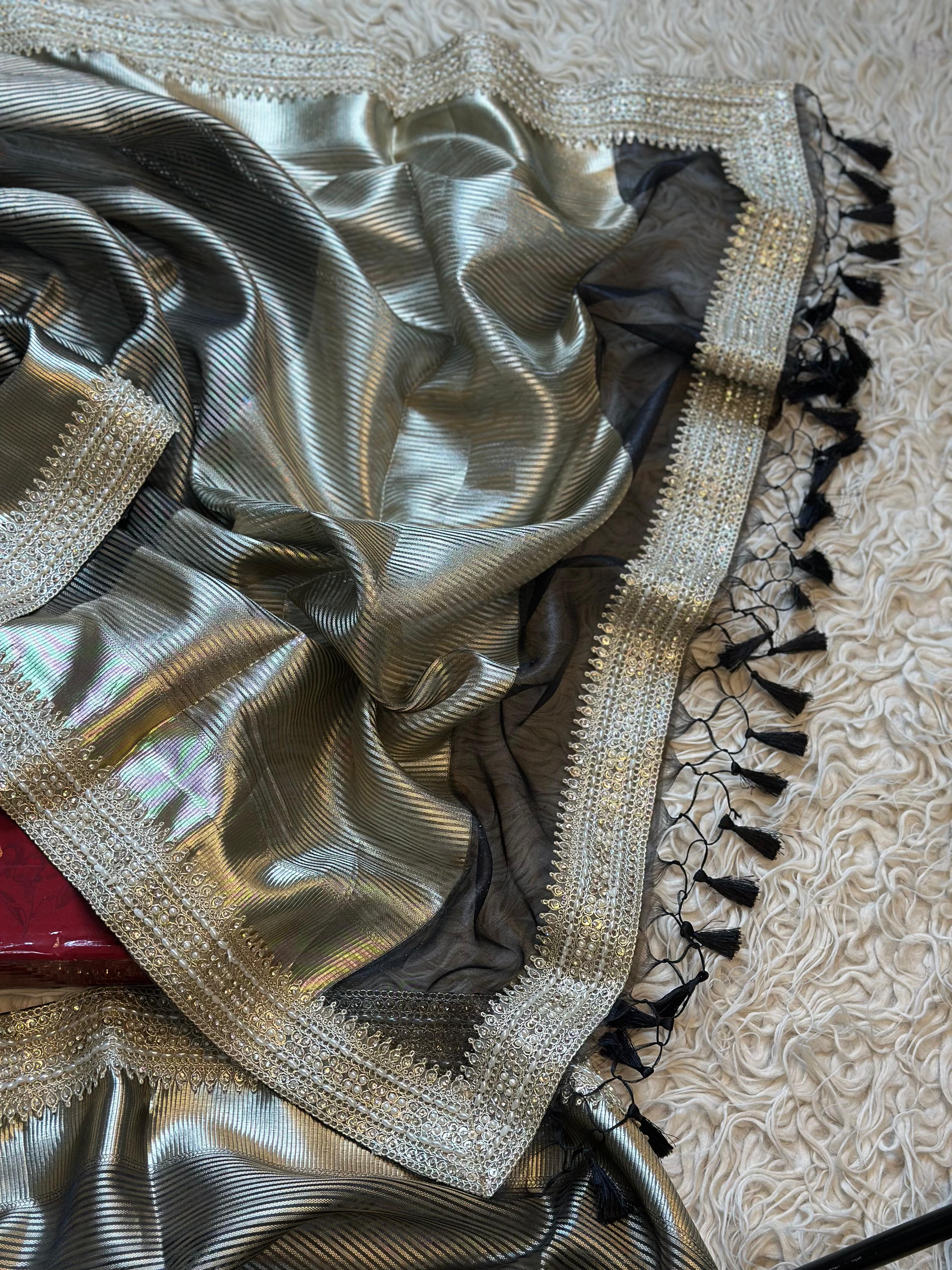 SONAKSHI - TISSUE LUXE - Banarasi silk saree in BLACK - EXCLUSIVE EDIT - Image 3