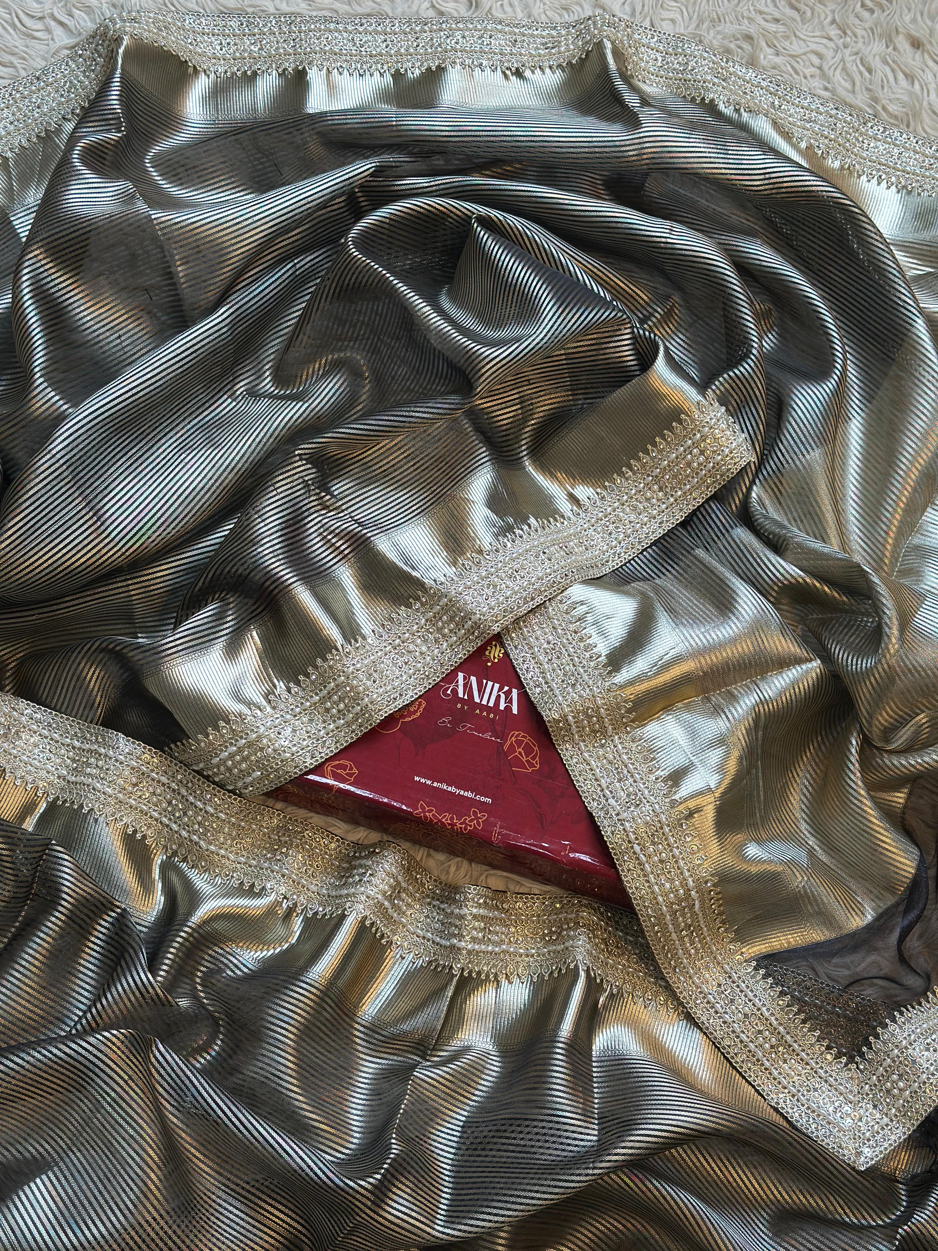 SONAKSHI - TISSUE LUXE - Banarasi silk saree in BLACK - EXCLUSIVE EDIT - Image 4