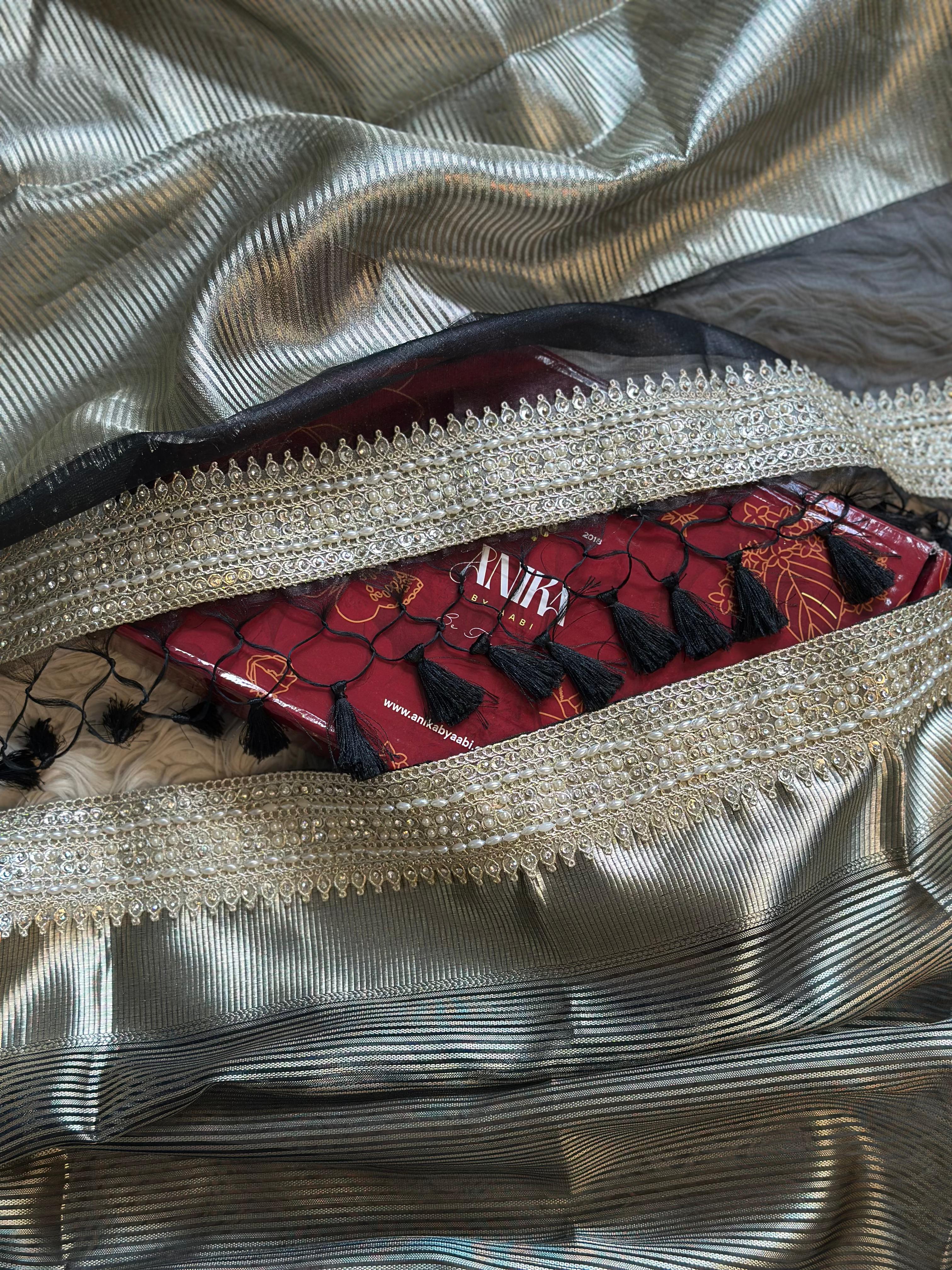 SONAKSHI - TISSUE LUXE - Banarasi silk saree in BLACK - EXCLUSIVE EDIT - Image 5