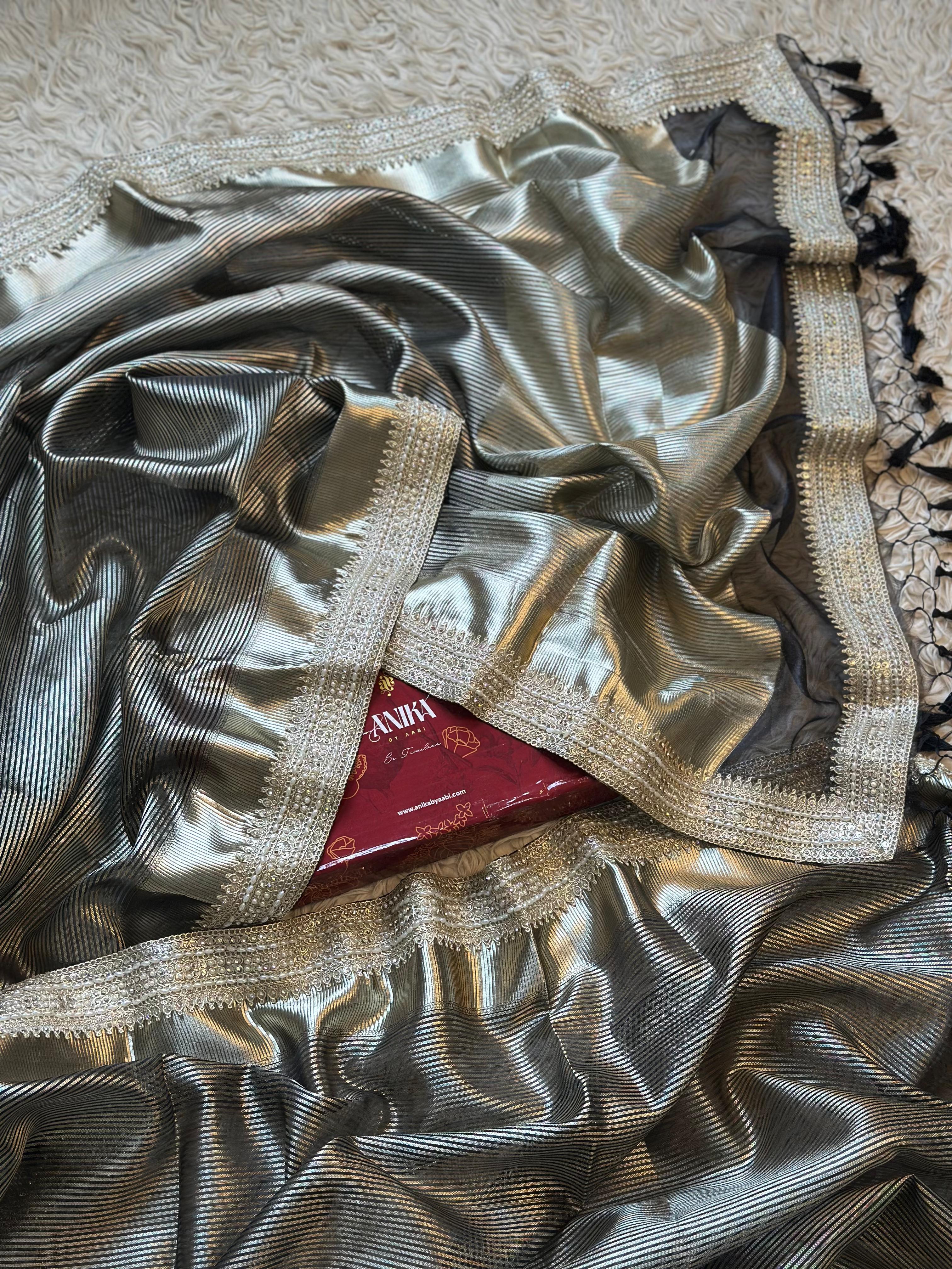 SONAKSHI - TISSUE LUXE - Banarasi silk saree in BLACK - EXCLUSIVE EDIT - Image 7