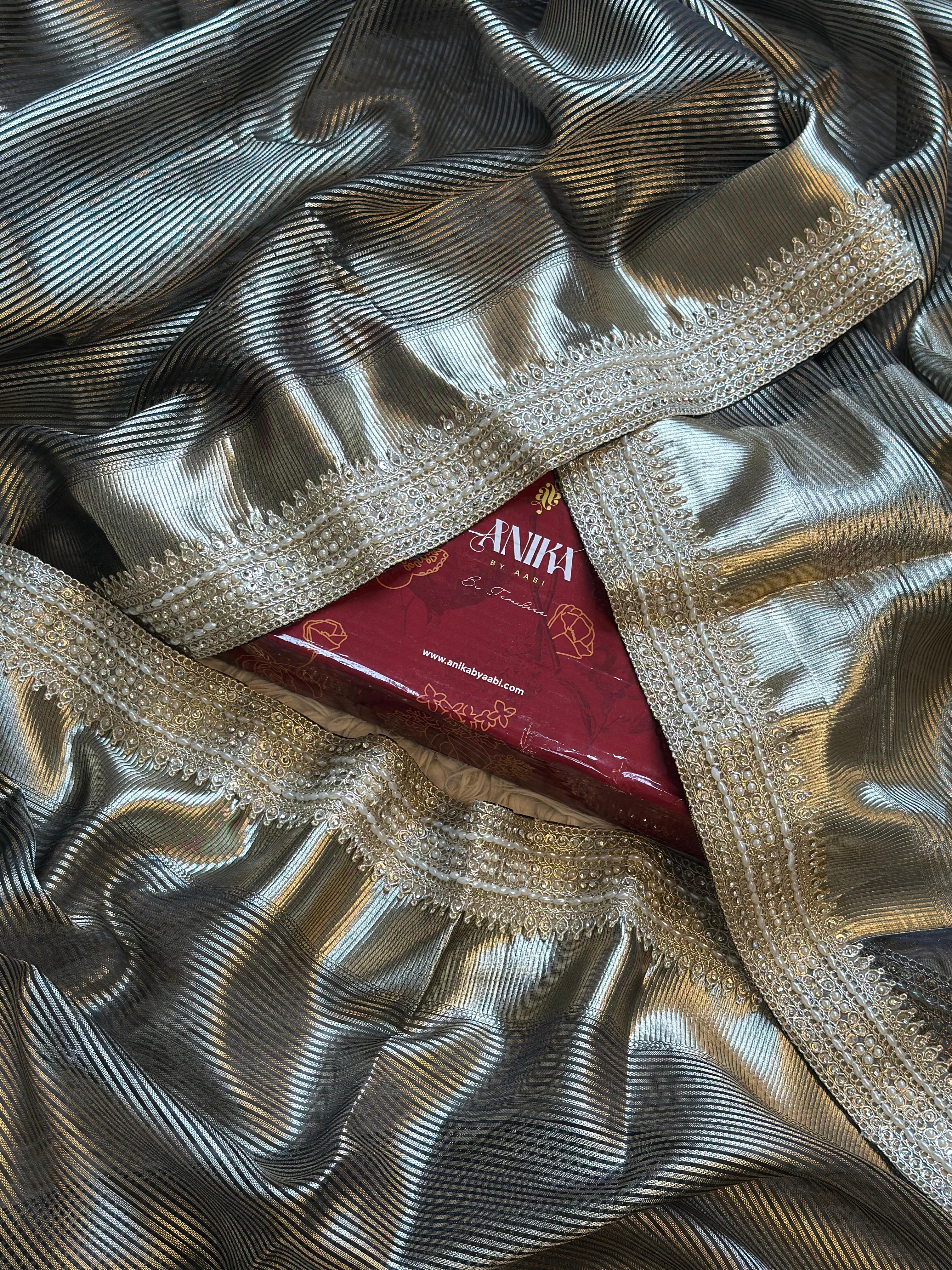 SONAKSHI - TISSUE LUXE - Banarasi silk saree in BLACK - EXCLUSIVE EDIT - Image 8