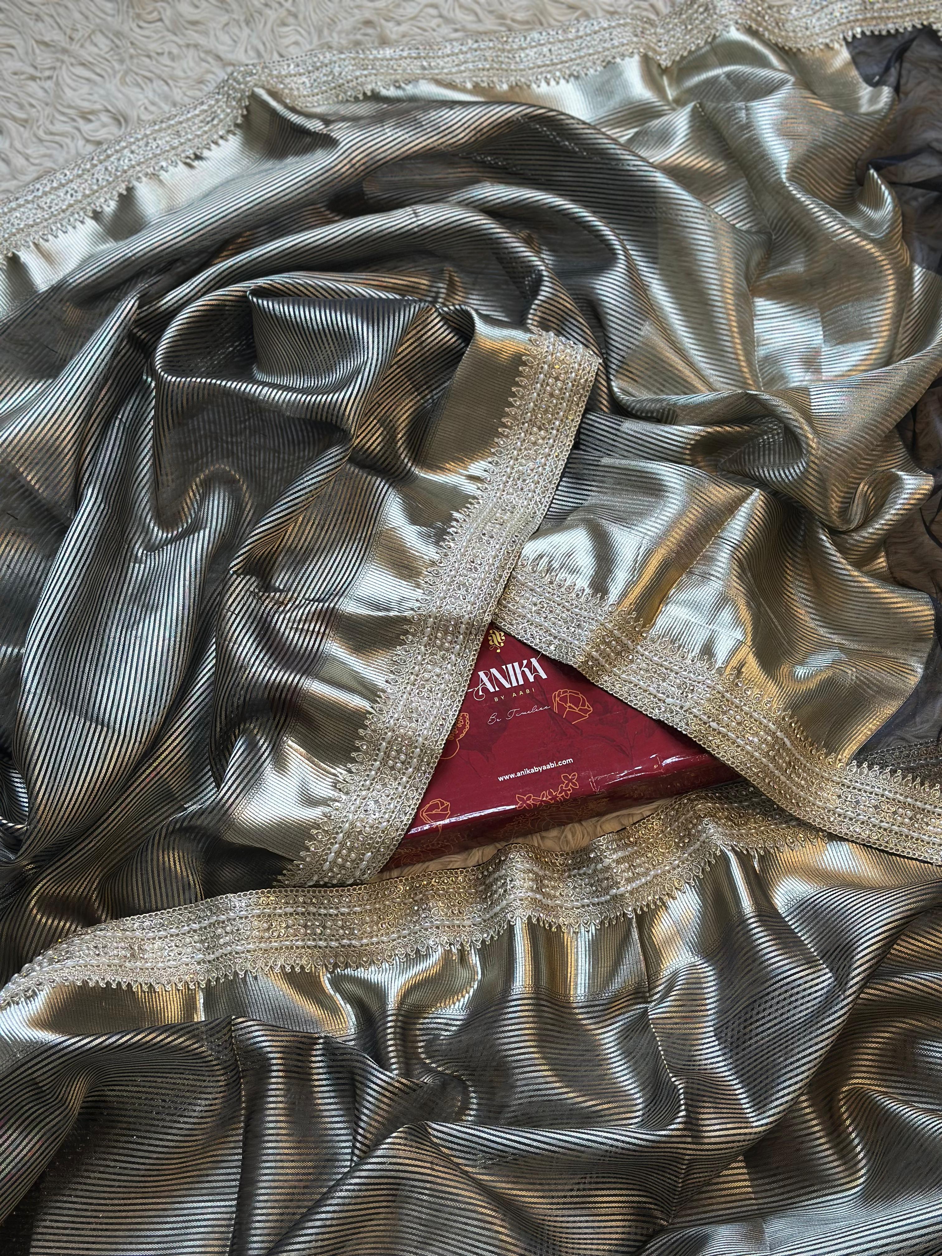 SONAKSHI - TISSUE LUXE - Banarasi silk saree in BLACK - EXCLUSIVE EDIT - Image 9