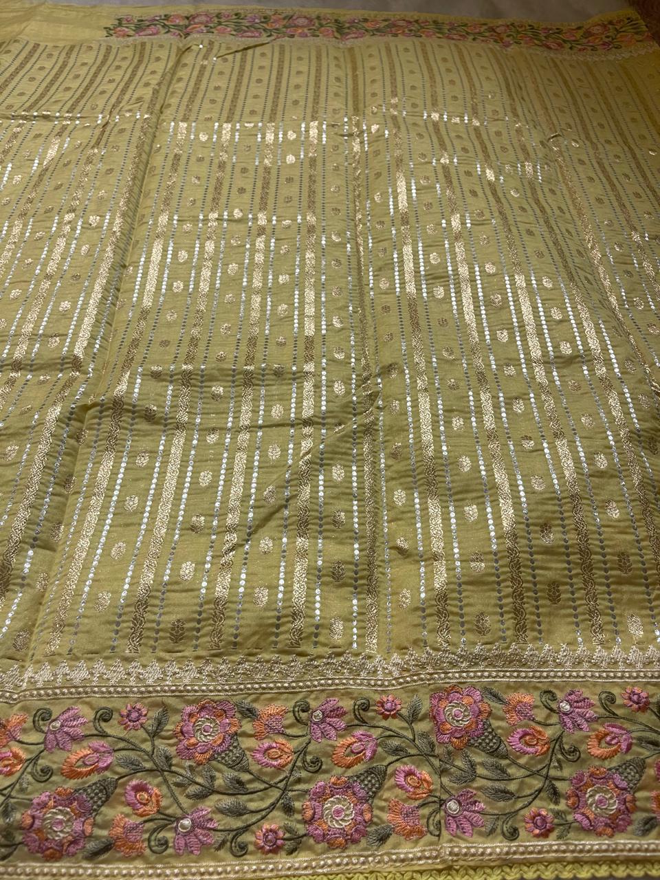 ANAHA-FLORA LIME YELLOW SAREE - Image 3