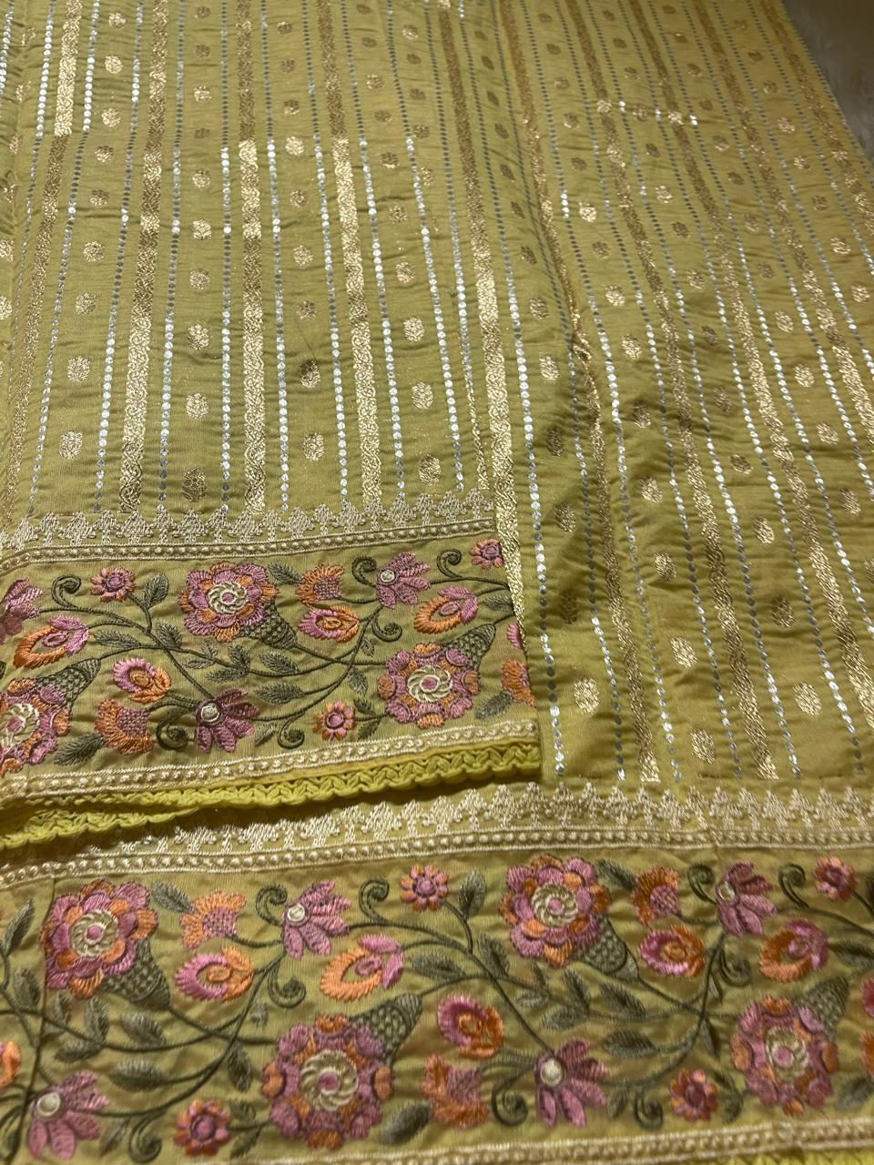 ANAHA-FLORA LIME YELLOW SAREE - Image 5