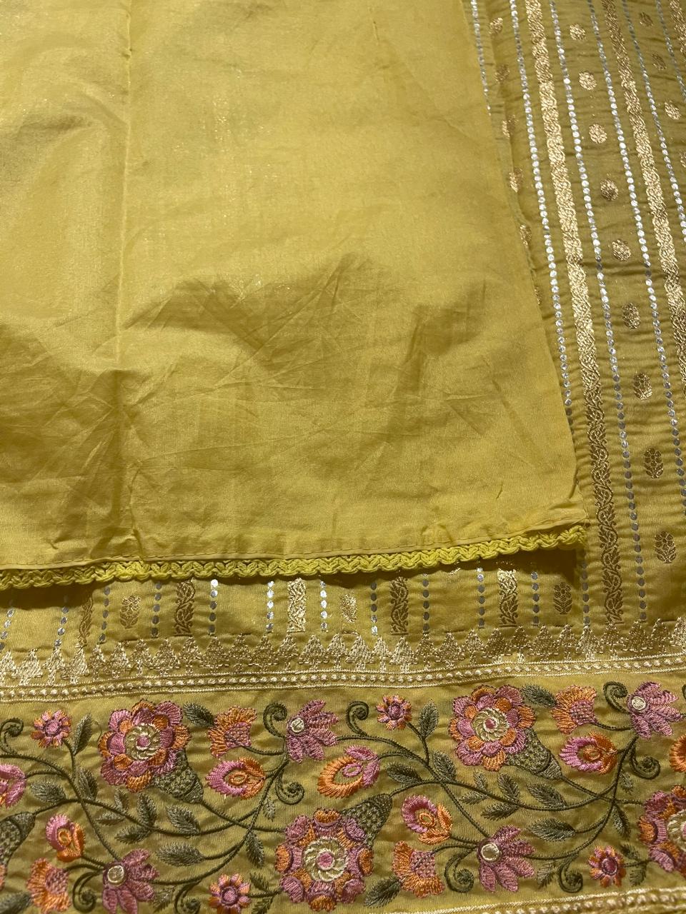 ANAHA-FLORA LIME YELLOW SAREE - Image 6