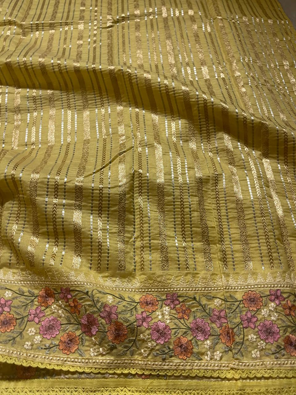 ANAHA-LIME YELLOW SAREE - Image 3