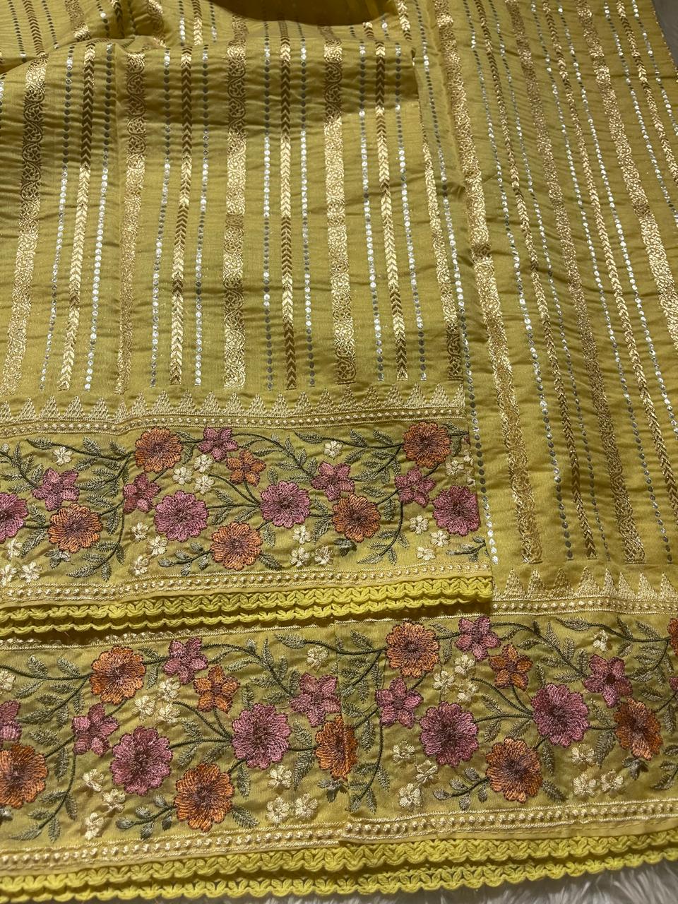 ANAHA-LIME YELLOW SAREE - Image 5