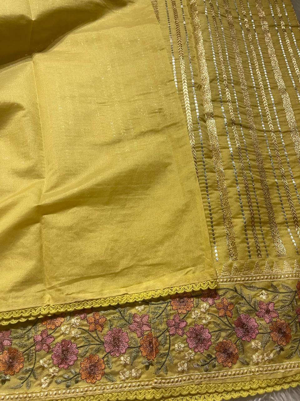 ANAHA-LIME YELLOW SAREE - Image 6