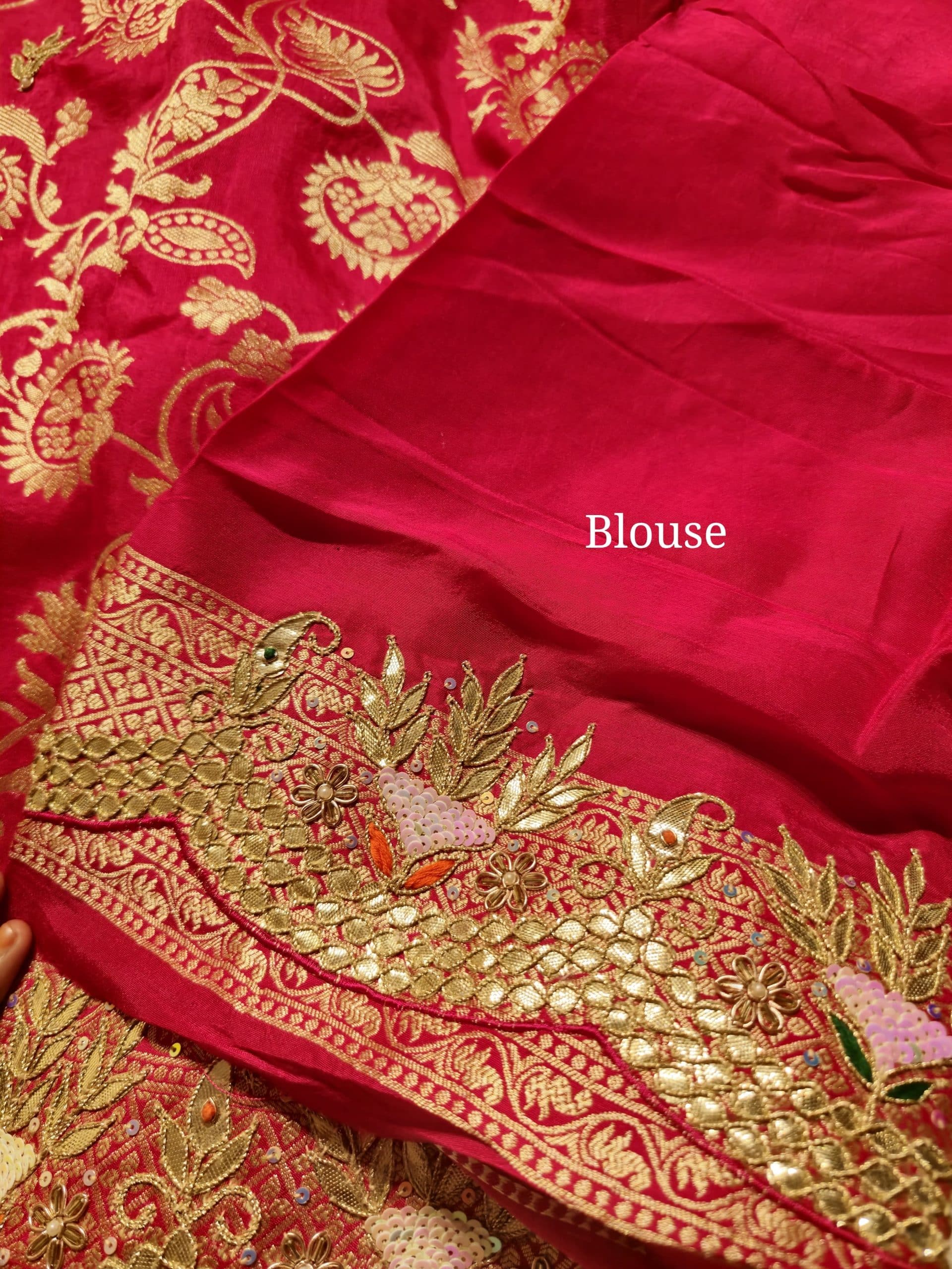 ANIKA BRIDAL EDIT-RANI PINK RED DUALTONE SAREE - Image 6