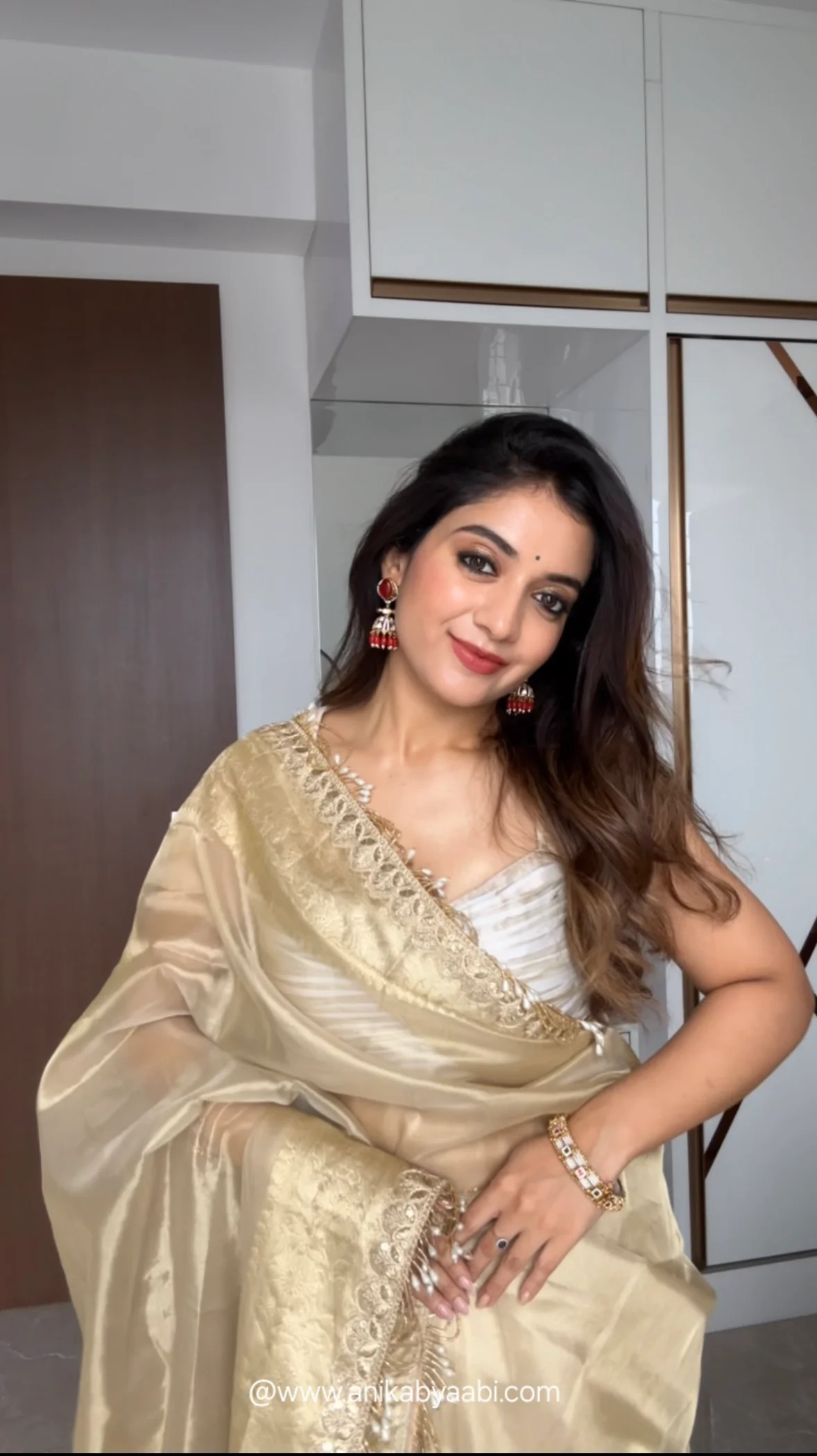 Anika's Banarasi Tissue silk saree Festive Edit - PASTEL GOLD - Image 4