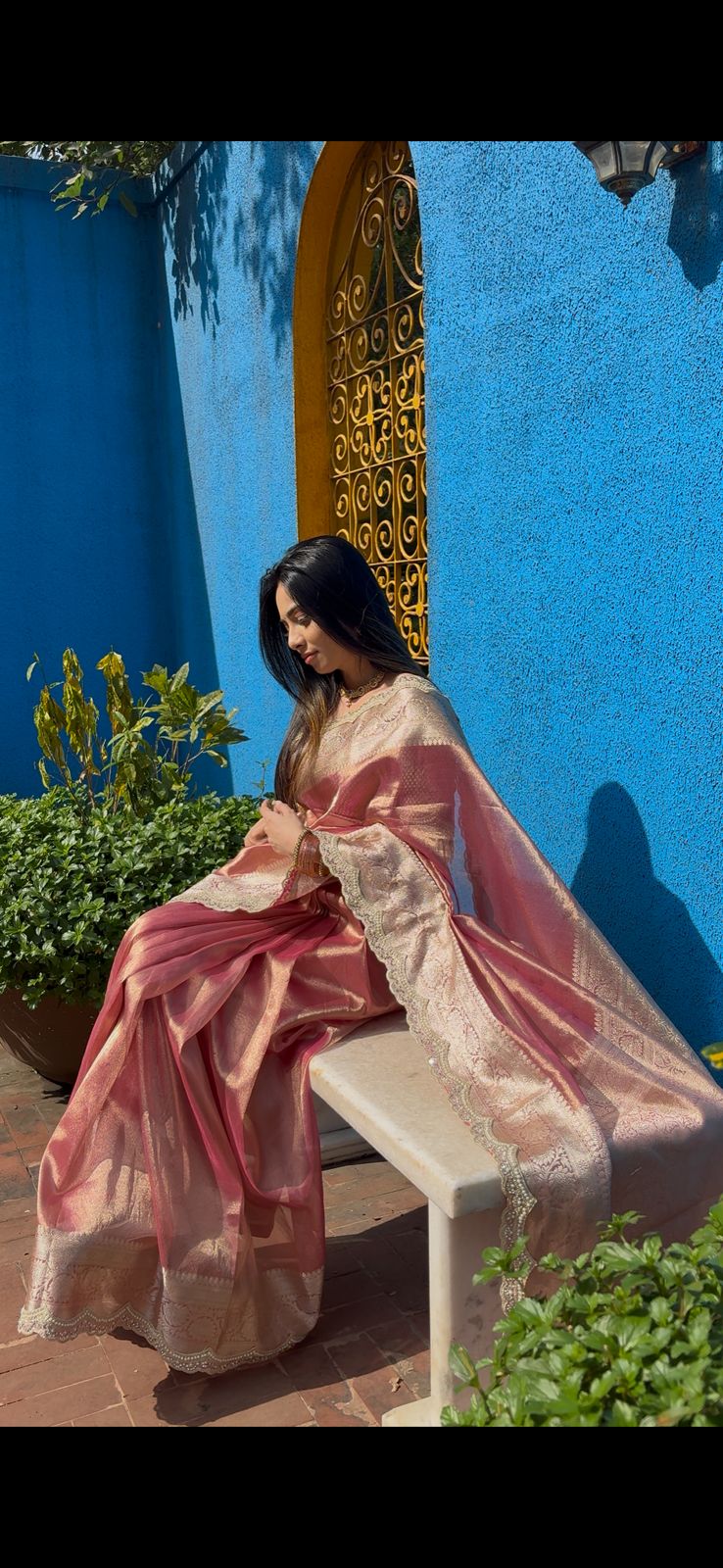 Anika's Exclusive Rosegold pink Tissue silk saree -RAGHA - Image 13