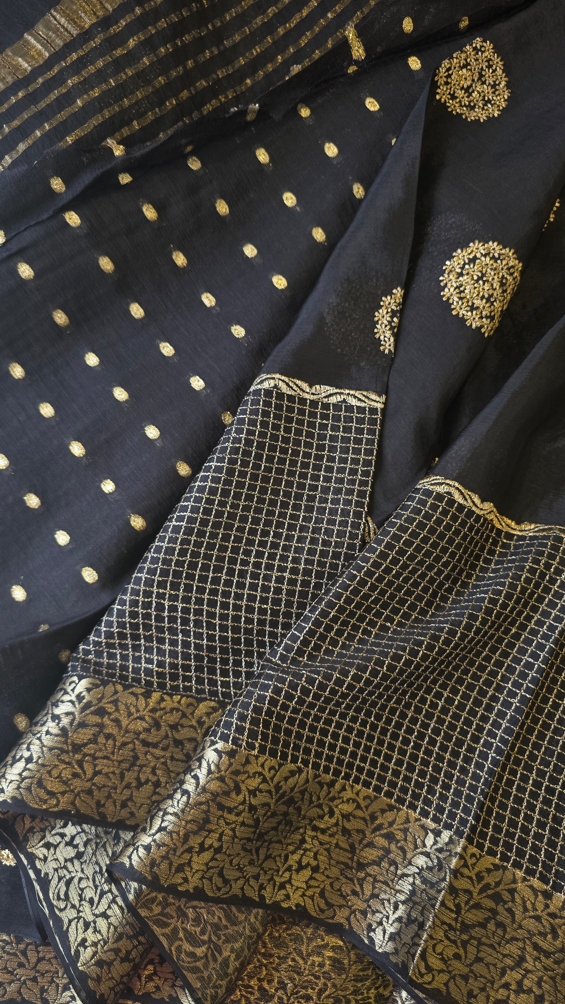 CHINON SILK SAREE-BLACK - Image 3