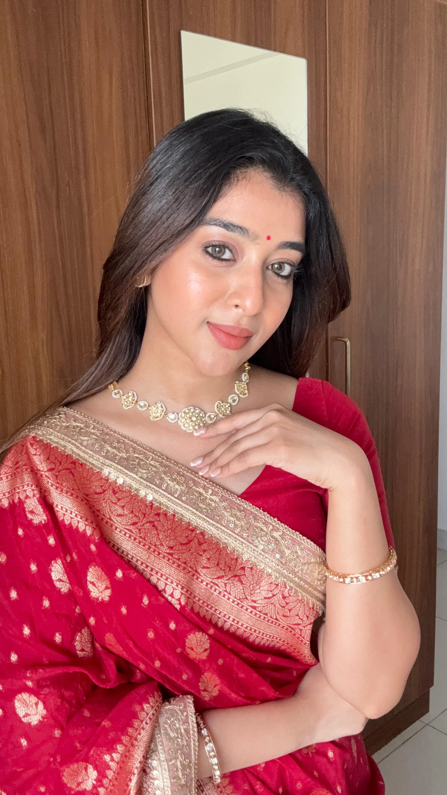 BOLLYWOOD RED - Semi Georgette silk saree - Image 3