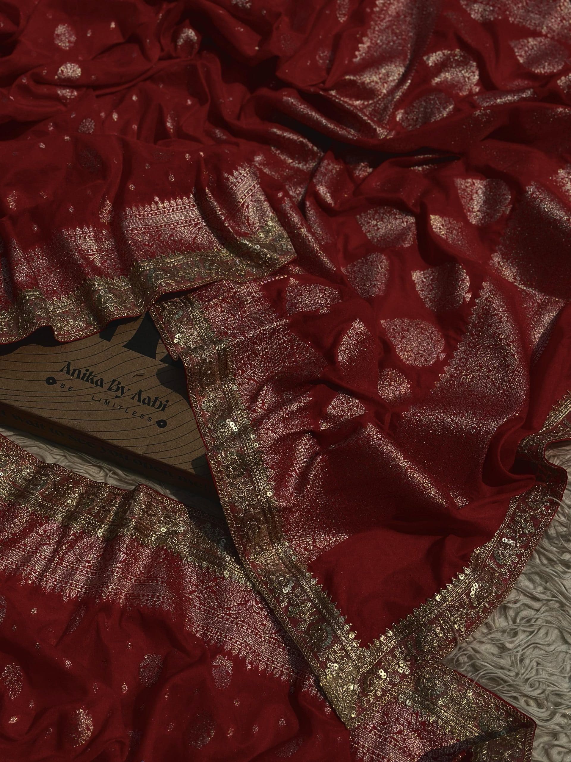 BOLLYWOOD RED - Semi Georgette silk saree - Image 4