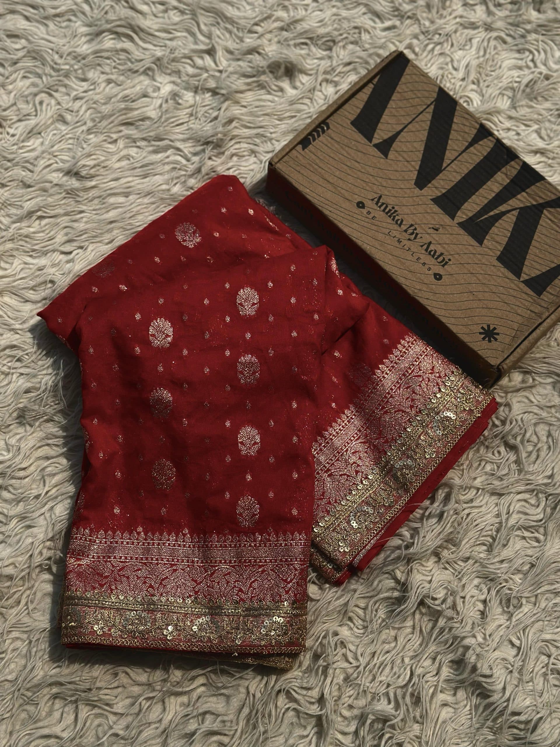 BOLLYWOOD RED - Semi Georgette silk saree - Image 6