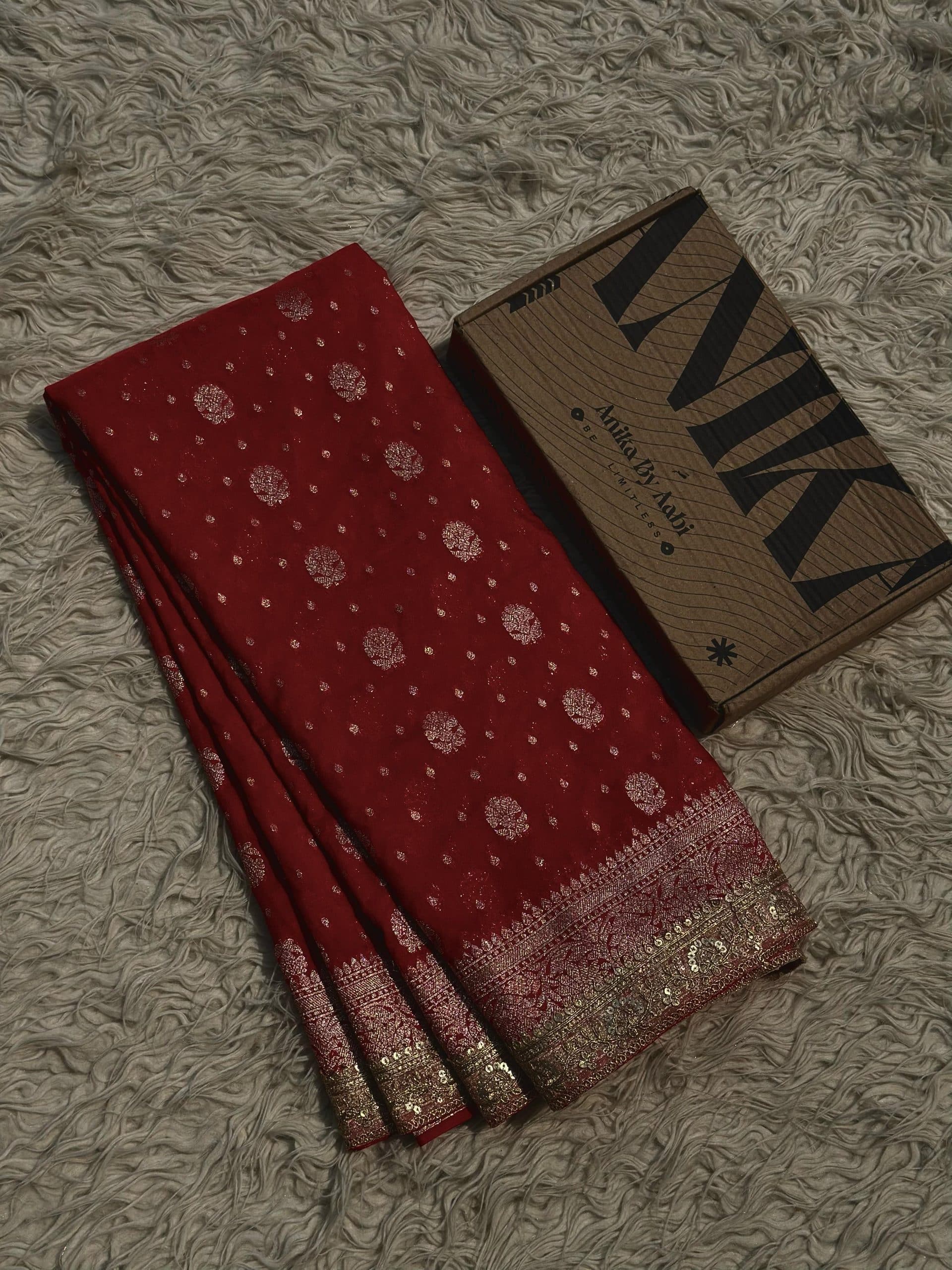 BOLLYWOOD RED - Semi Georgette silk saree - Image 8