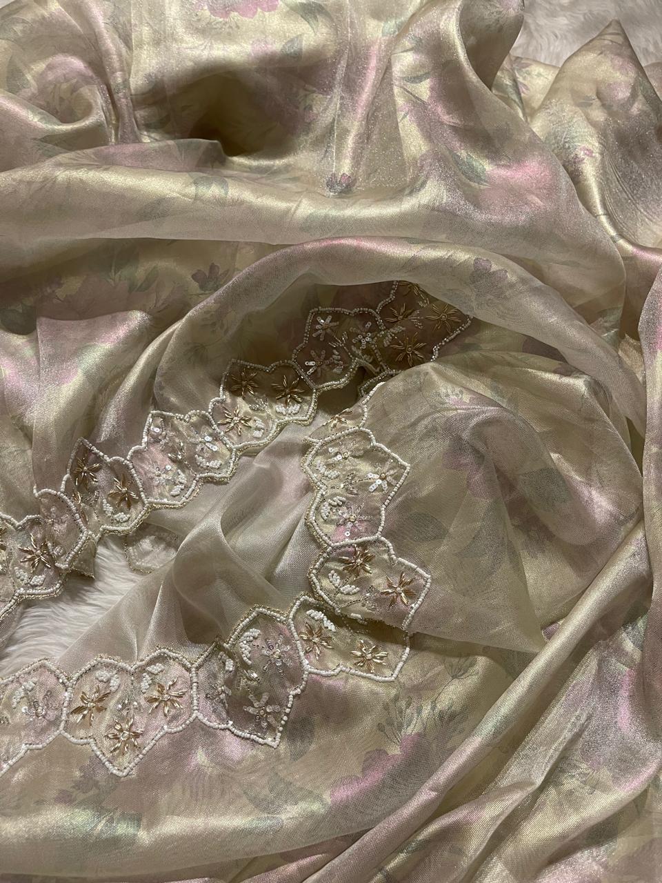 DAFFODIL-BEIGE CREAM SAREE - Image 5