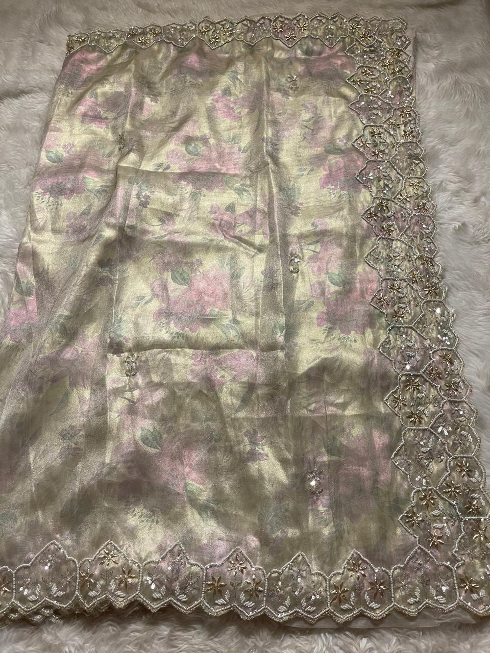 DAFFODIL-BEIGE CREAM SAREE - Image 8