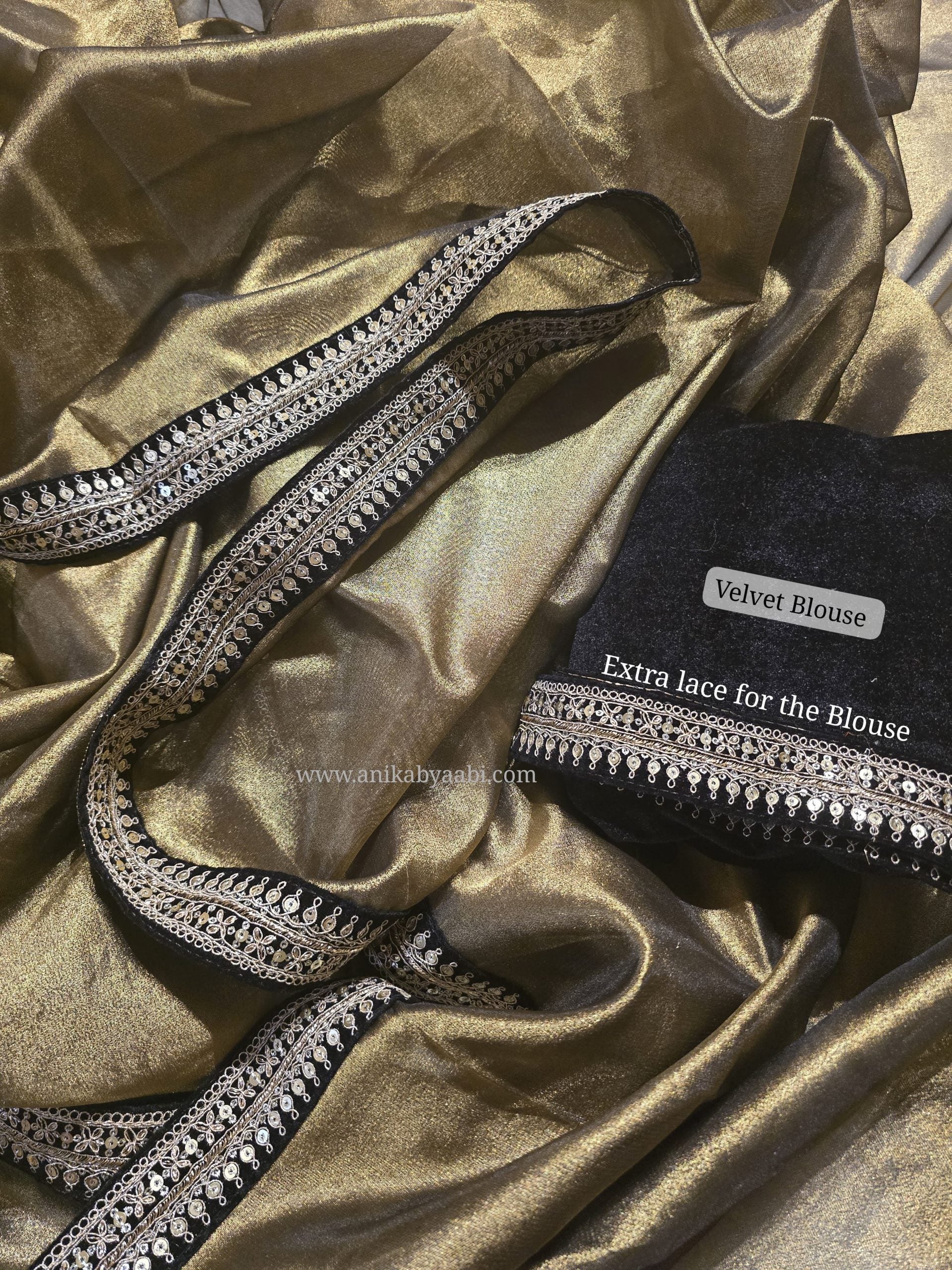 DP-GOLD TISSUE SAREE - Image 3