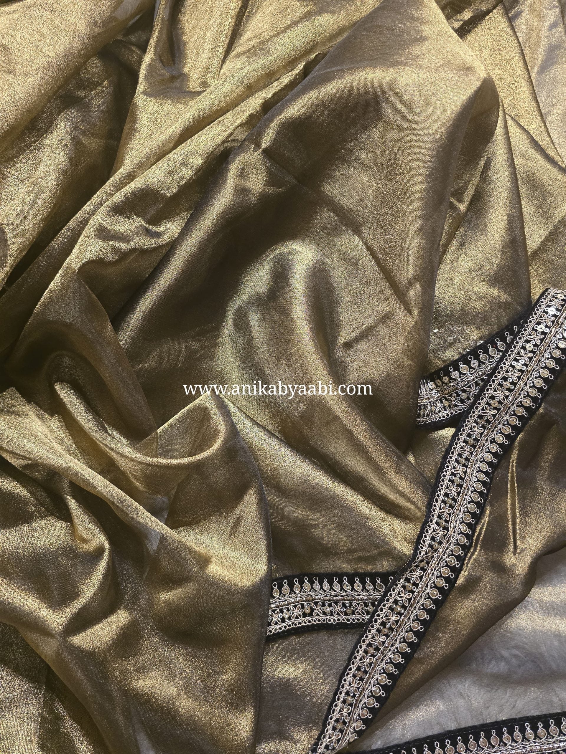 DP-GOLD TISSUE SAREE - Image 5