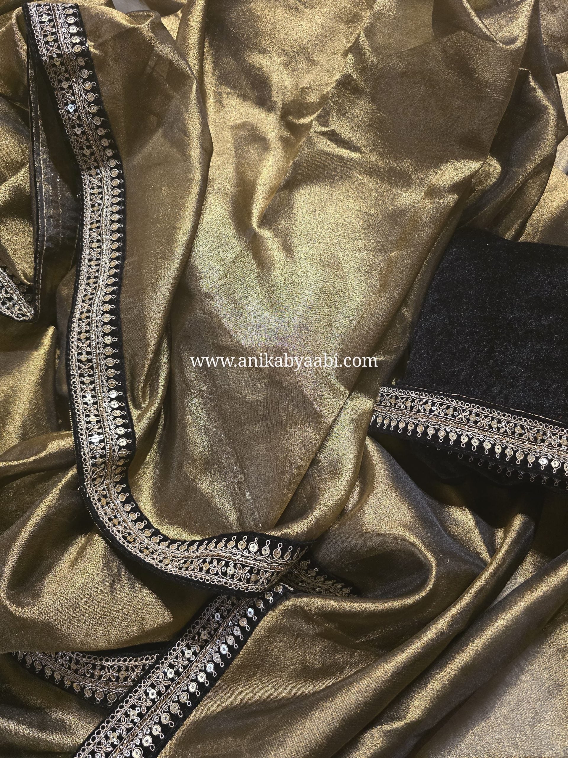 DP-GOLD TISSUE SAREE - Image 6