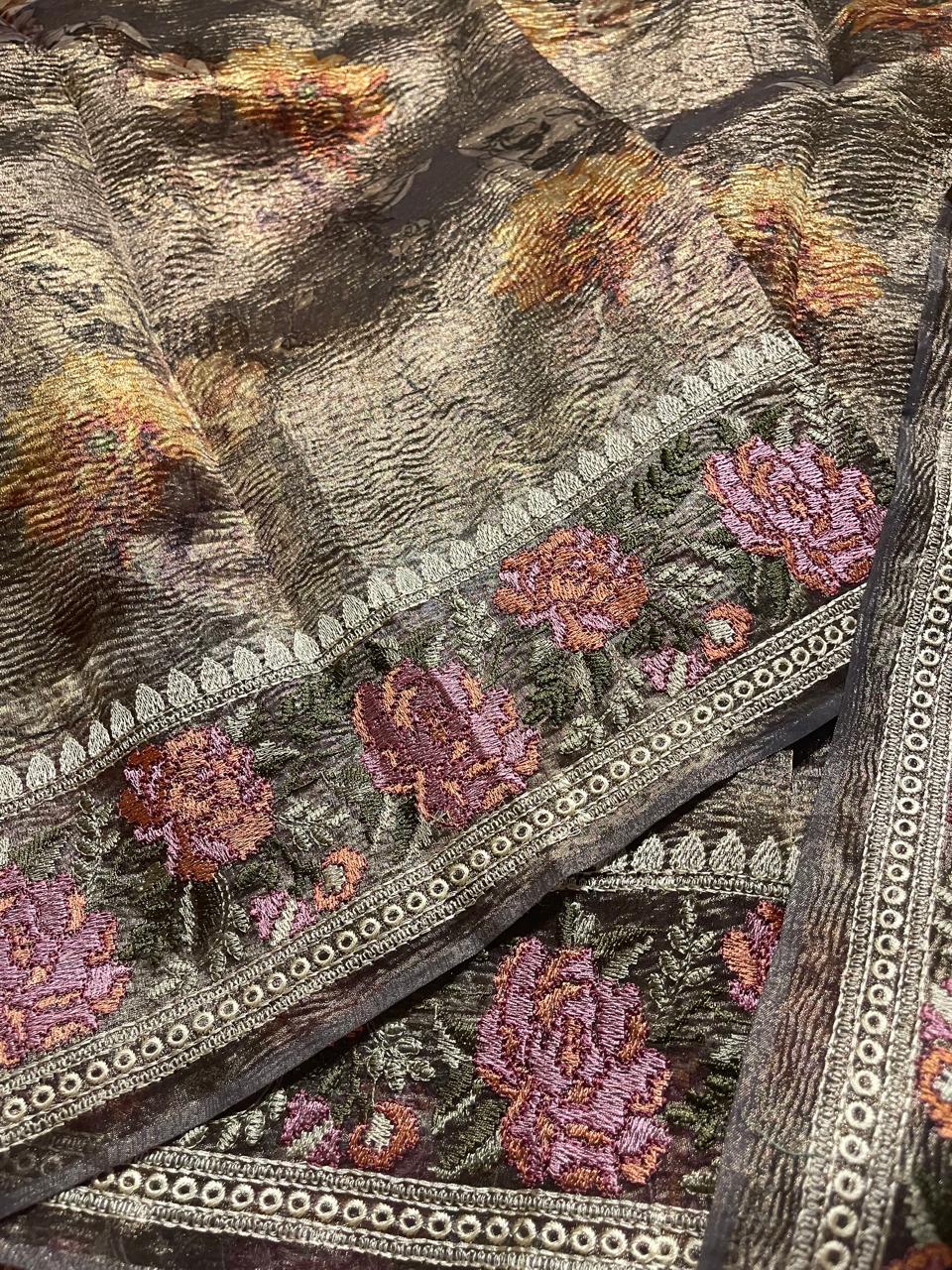 HEERAMANDI CRUSH-FOSSIL GRAY SAREE - Image 6