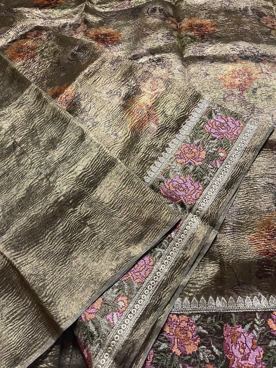 HEERAMANDI CRUSH-SAGE GREEN SAREE - Image 4