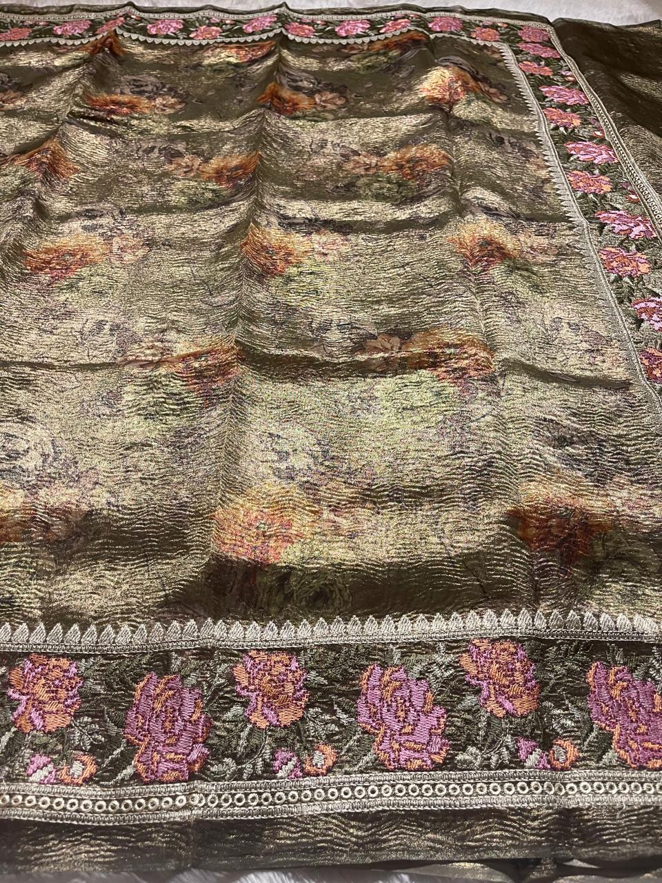 HEERAMANDI CRUSH-SAGE GREEN SAREE - Image 6