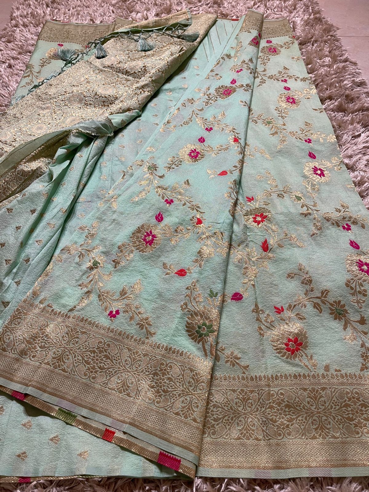 KASI -PASTEL SEA GREEN SAREE - Image 6