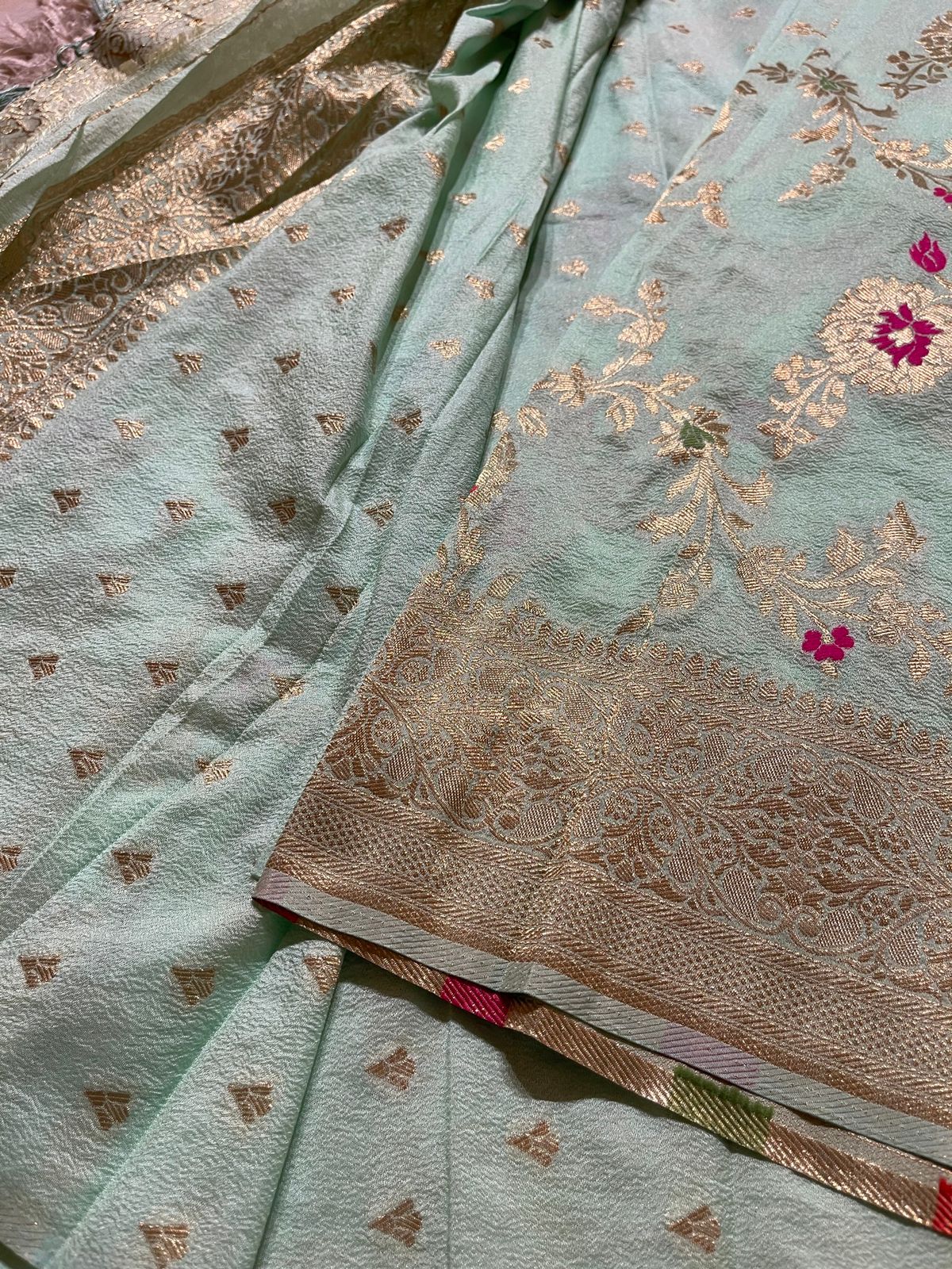 KASI -PASTEL SEA GREEN SAREE - Image 7