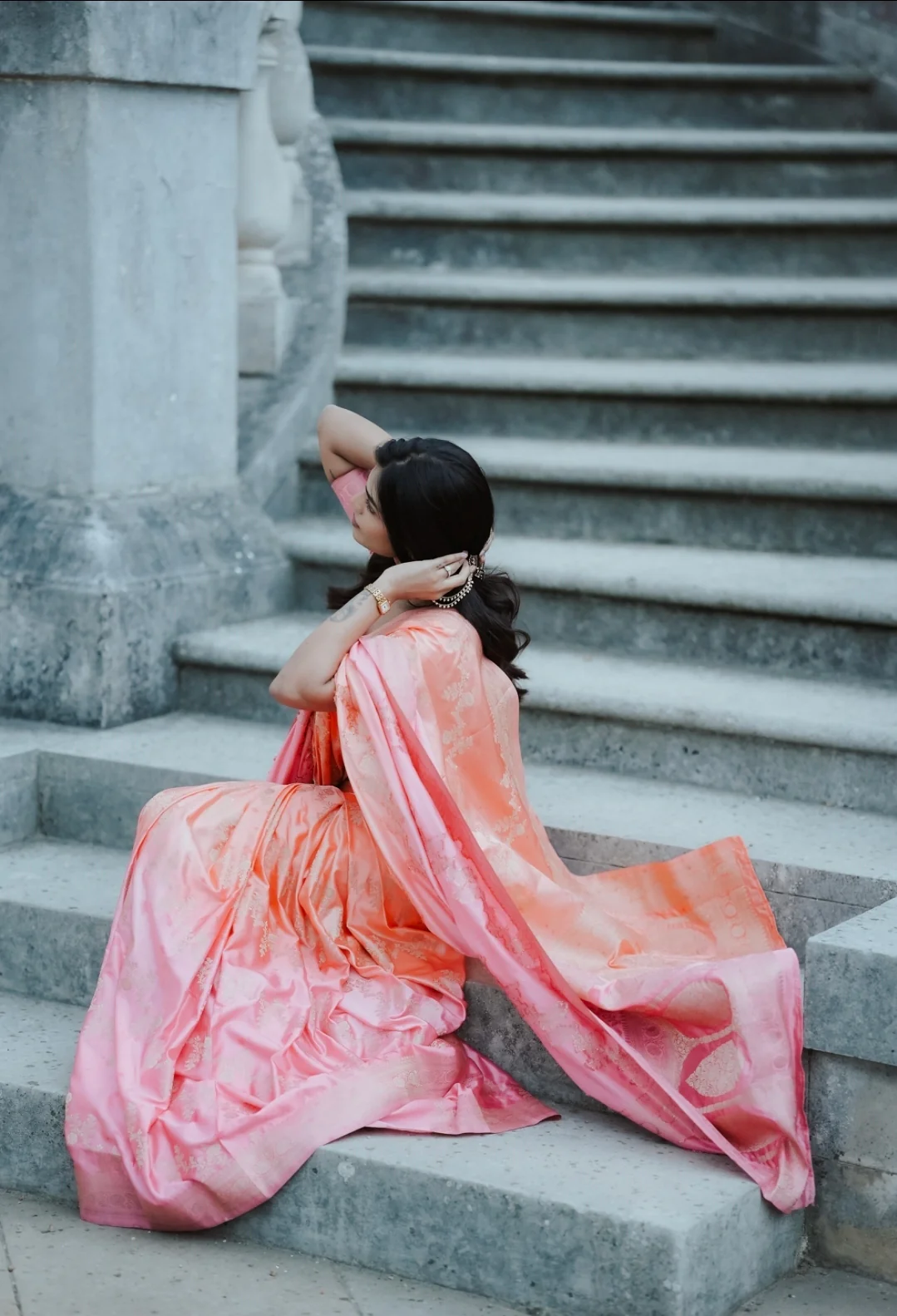 KEERTHI-PINK DELIGHT BANARASI LUXE SAREE - Image 4