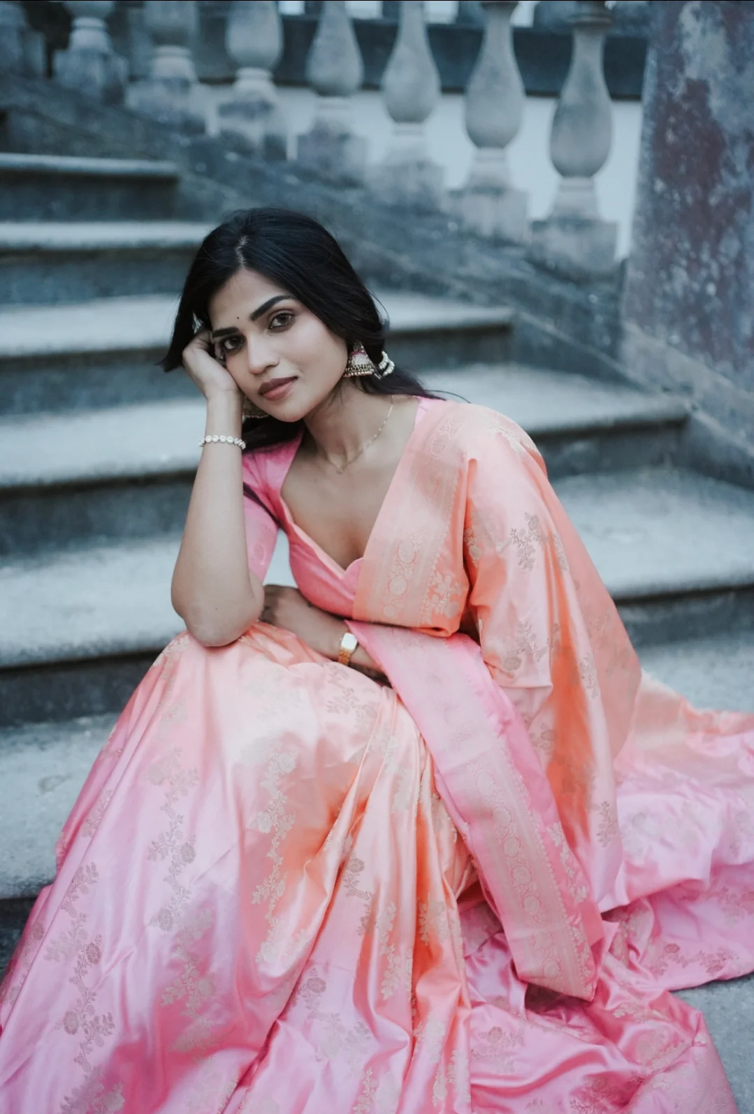 KEERTHI-PINK DELIGHT BANARASI LUXE SAREE - Image 8