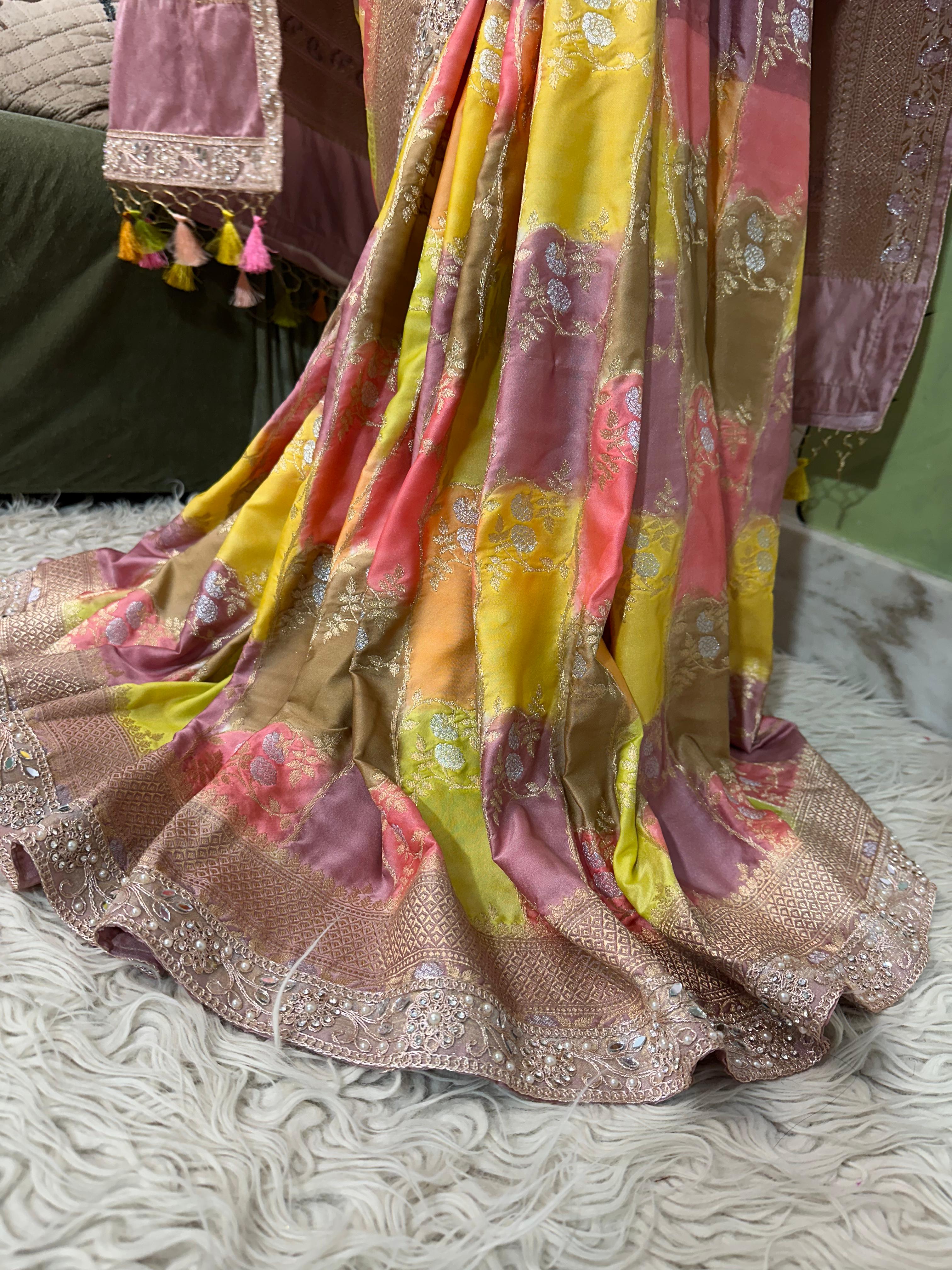 RAINBOW MUSHRO SILK SAREE - Luxe - Image 4