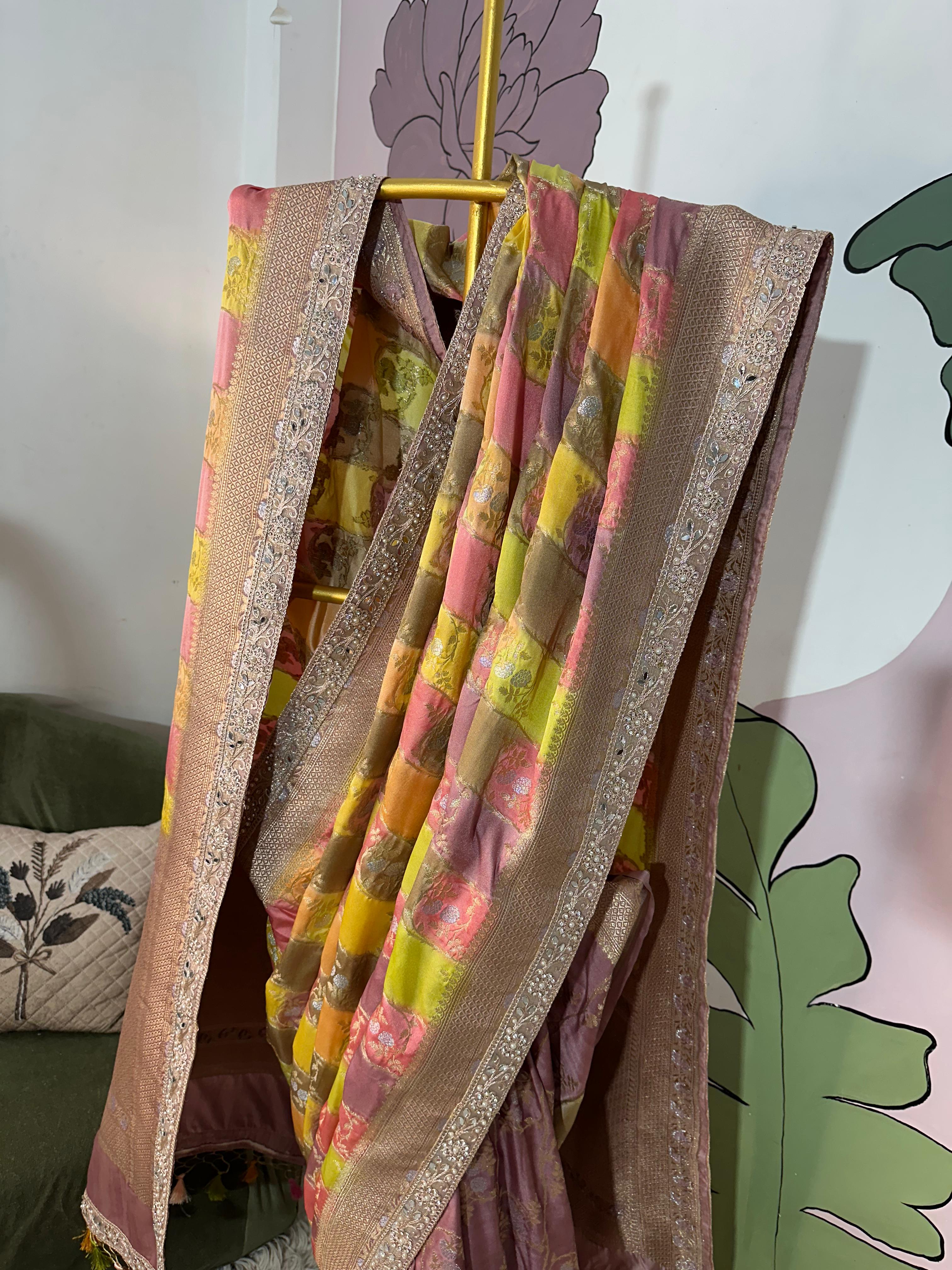 RAINBOW MUSHRO SILK SAREE - Luxe - Image 6