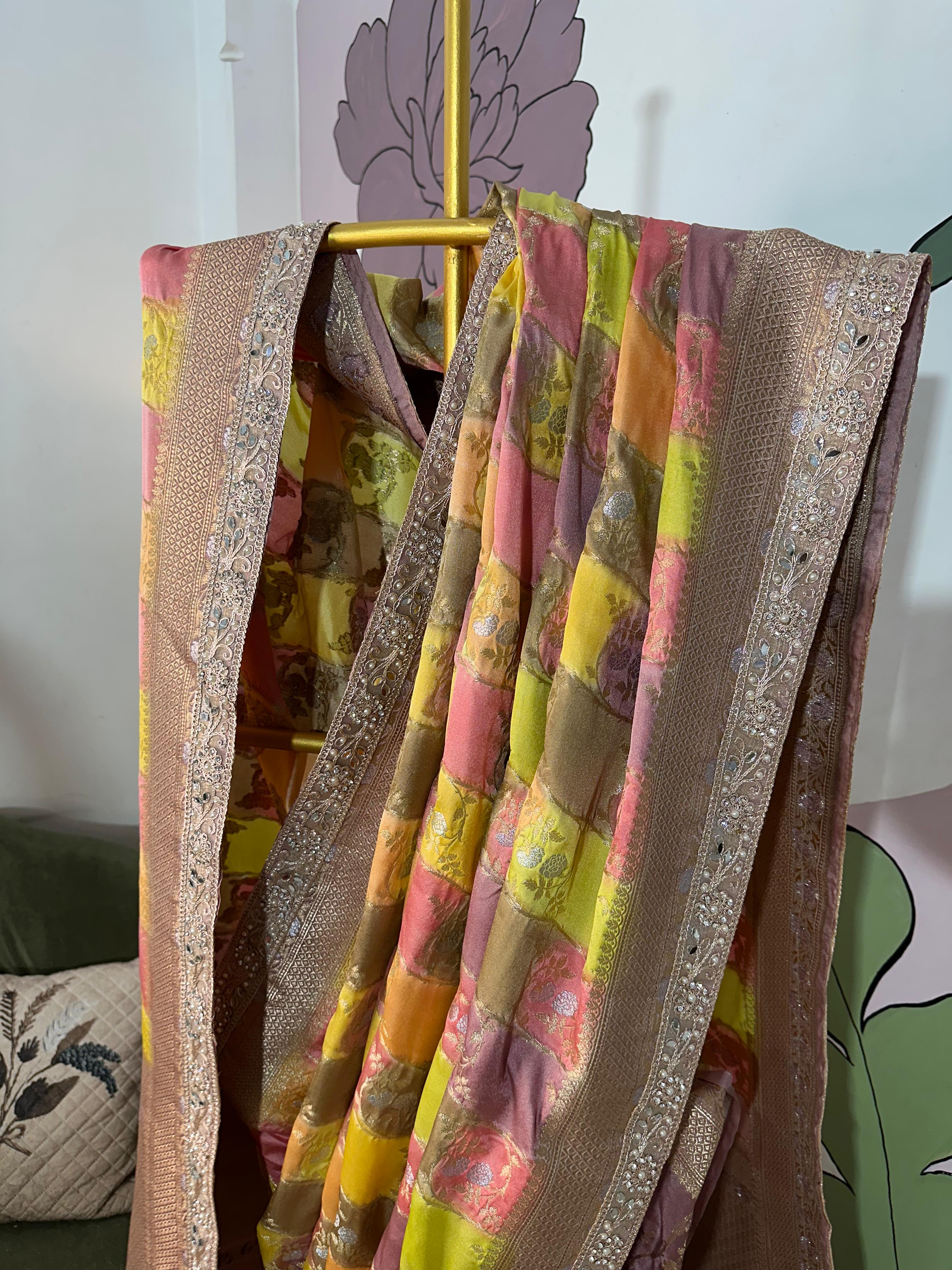 RAINBOW MUSHRO SILK SAREE - Luxe - Image 7