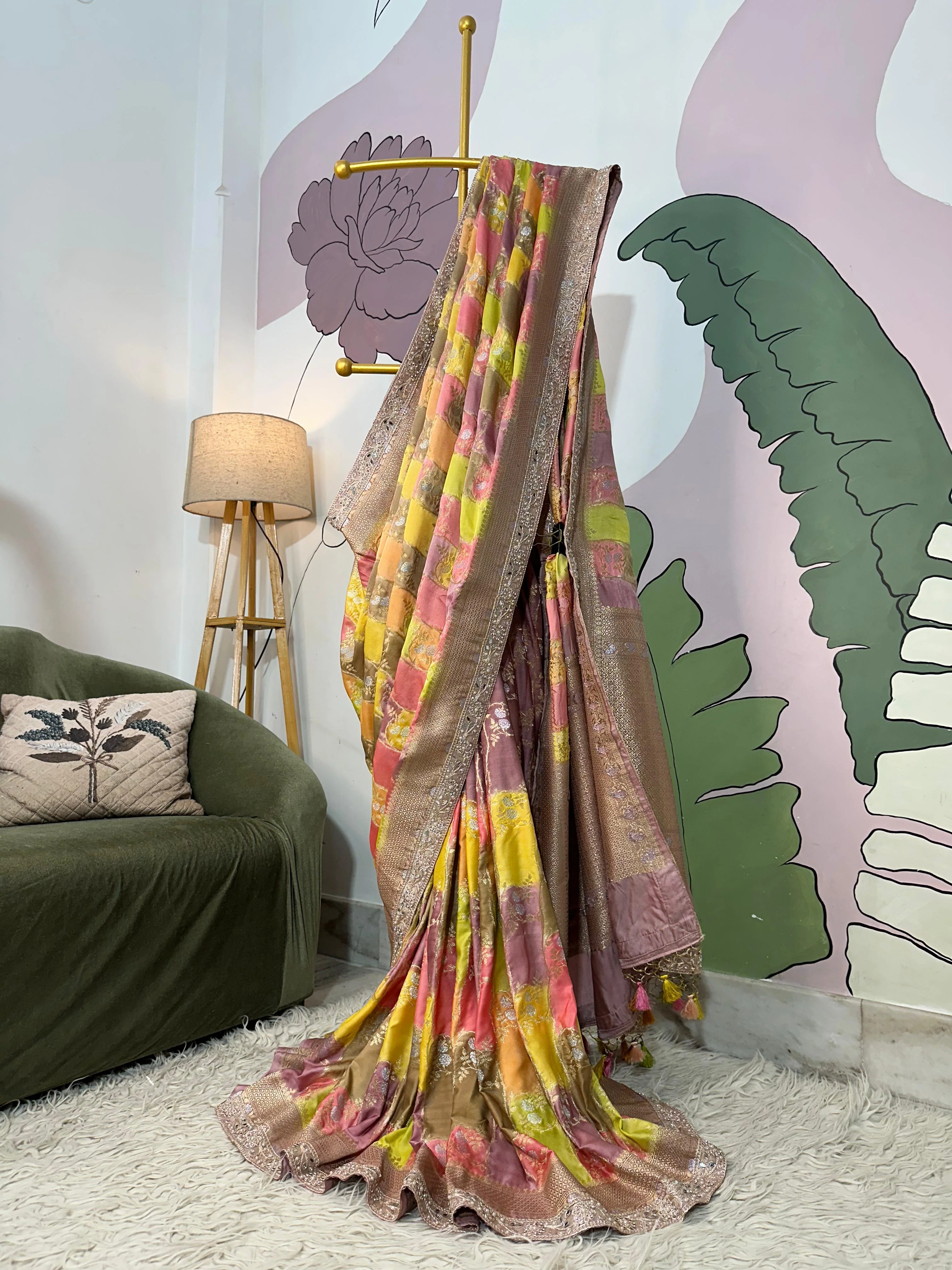 RAINBOW MUSHRO SILK SAREE - Luxe - Image 8