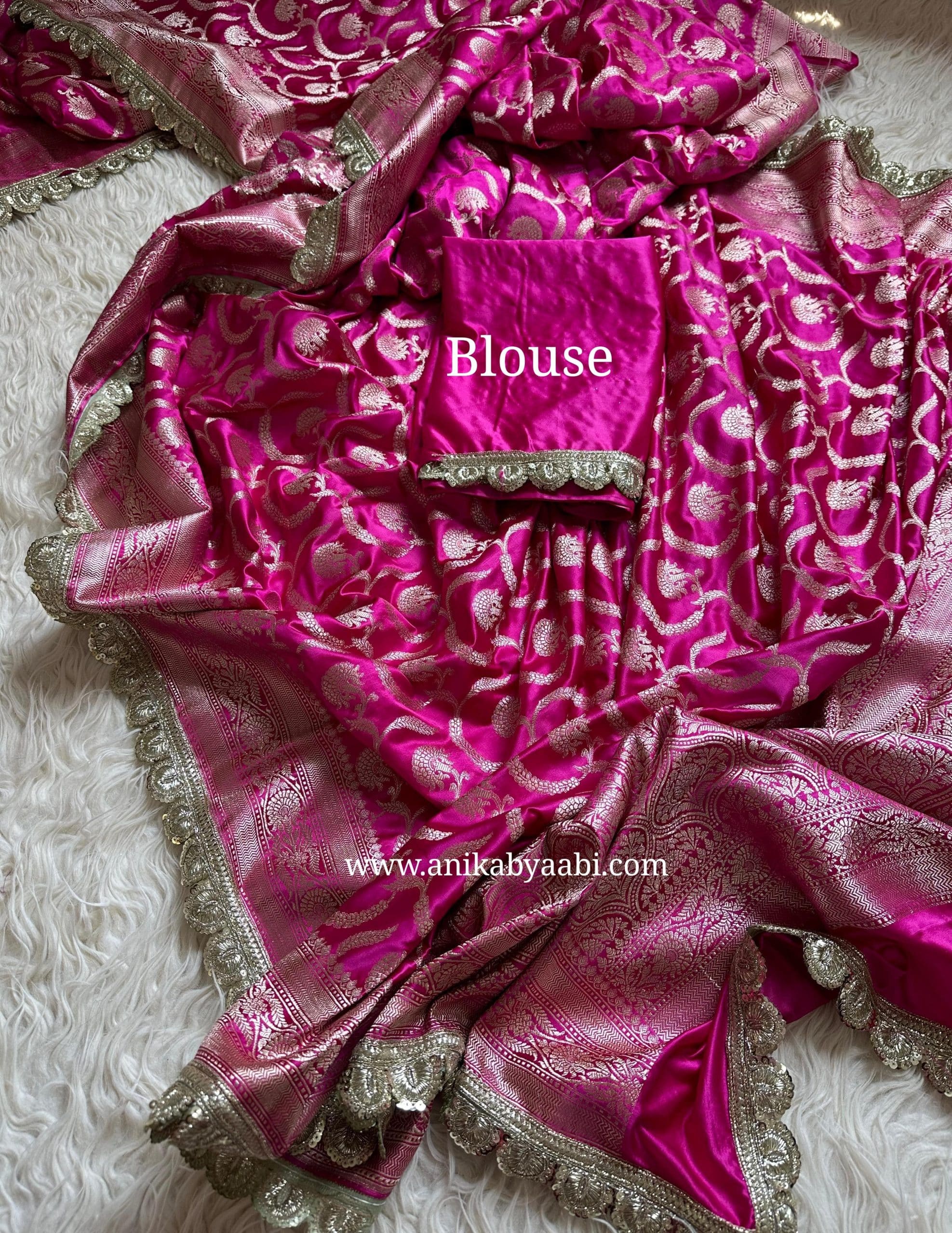 MUSHRO LACE-RANI PINK SAREE - Image 5