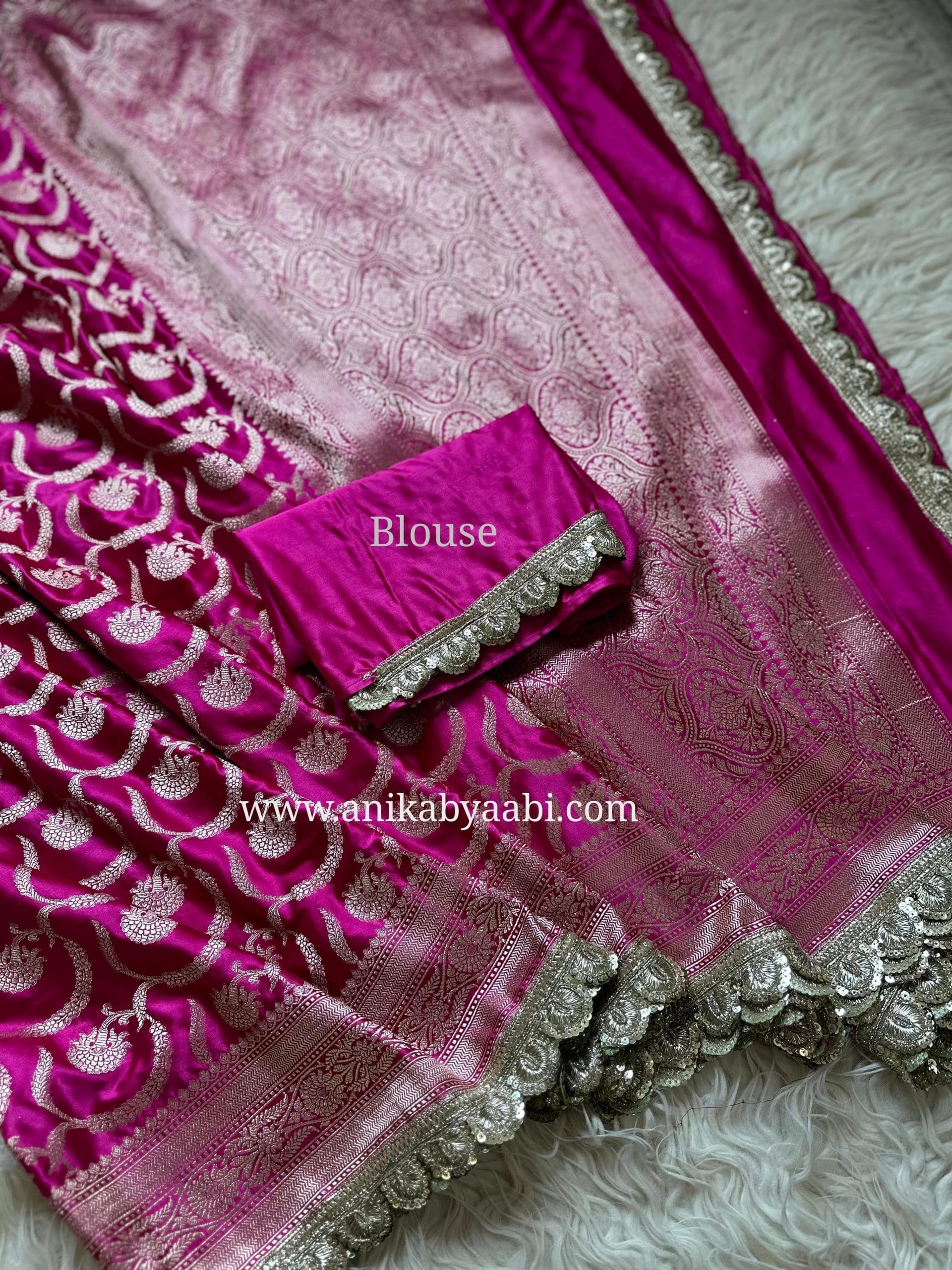 MUSHRO LACE-RANI PINK SAREE - Image 7