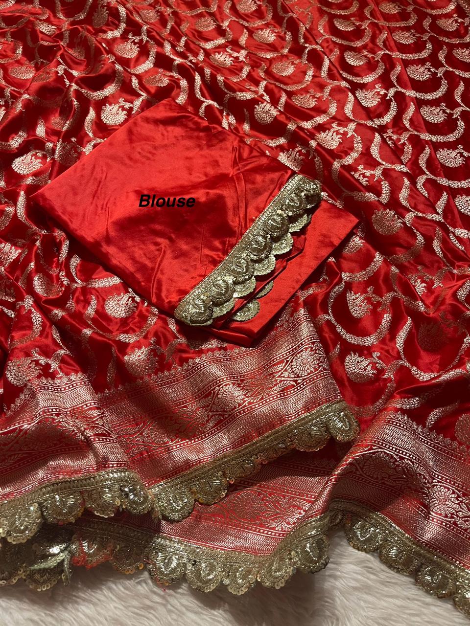 MUSHRO LACE-RED SAREE - Image 3