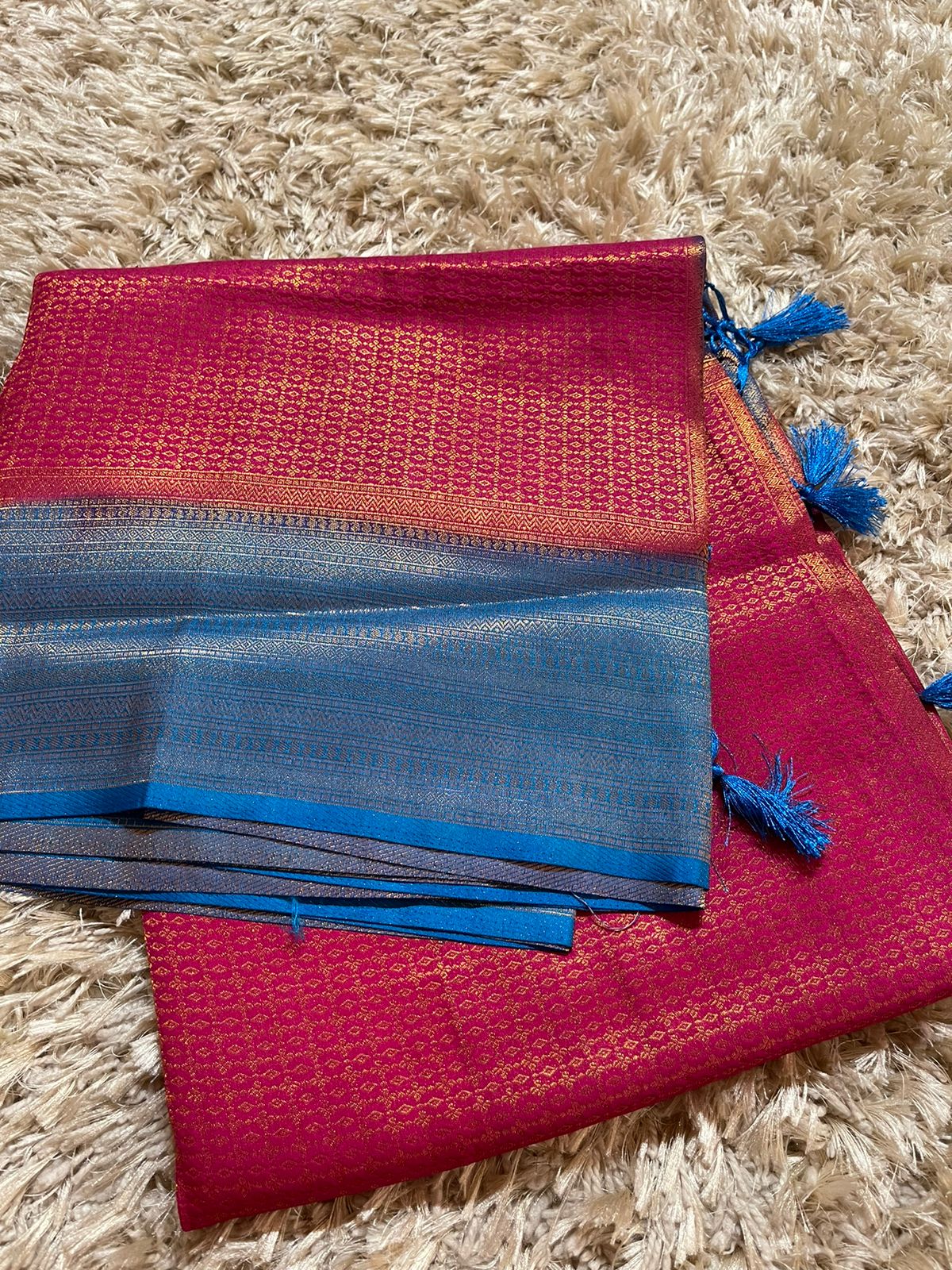 NANGAI-RANI PINK  SKY BLUE SAREE - Image 4