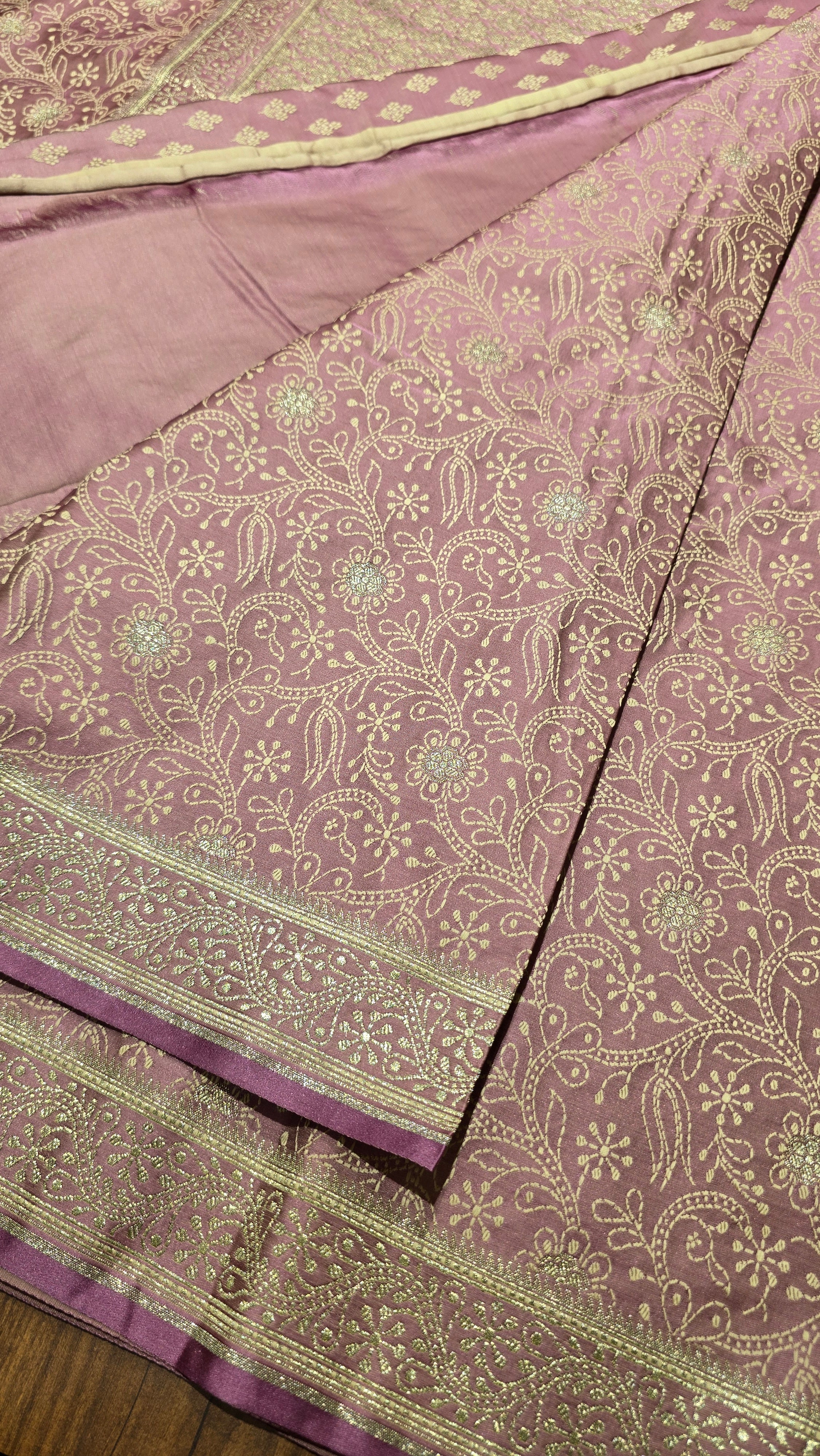 Anika's Vintage Banarasi silk -Pastel baby pink - Image 3