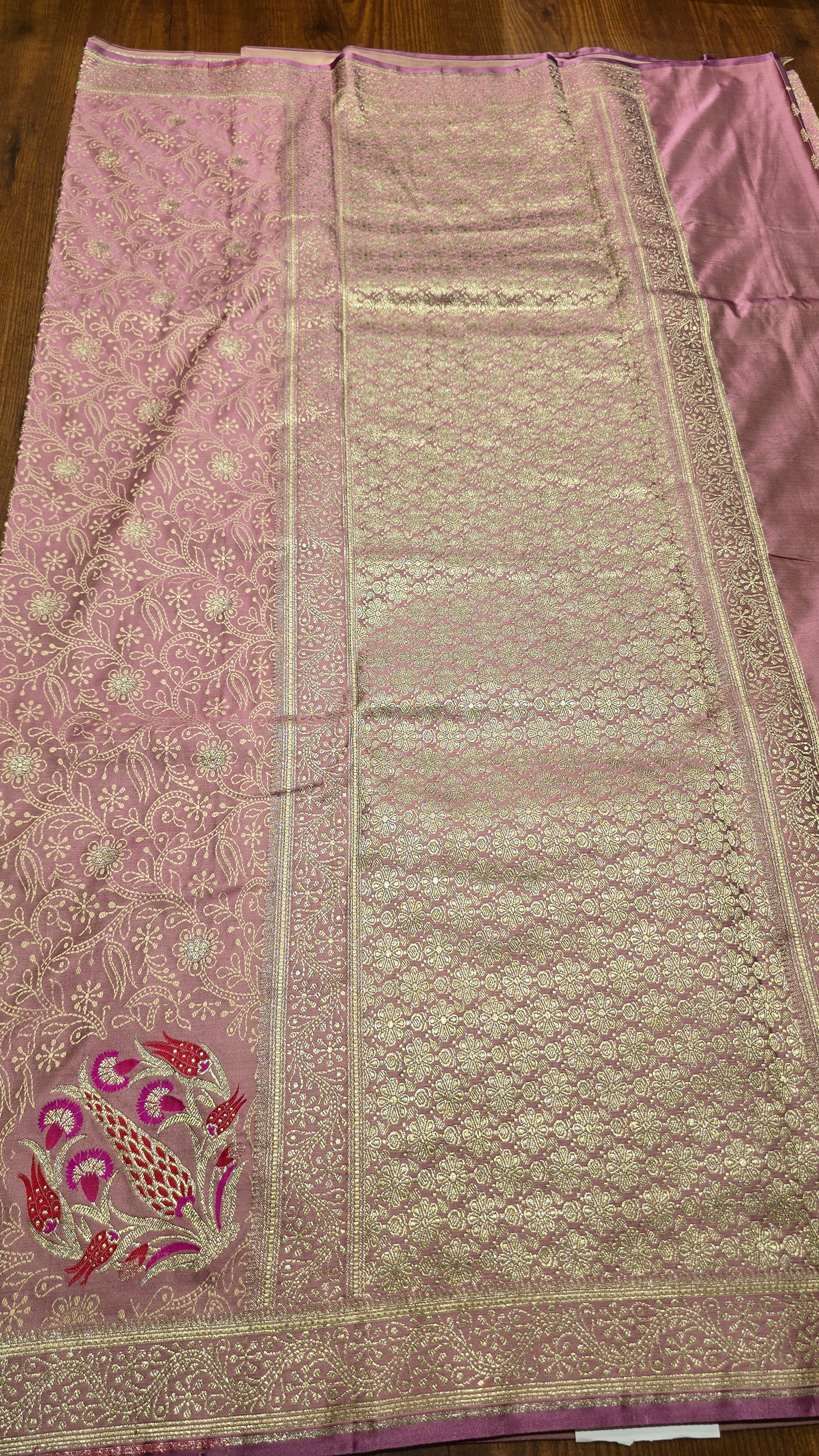 Anika's Vintage Banarasi silk -Pastel baby pink - Image 4