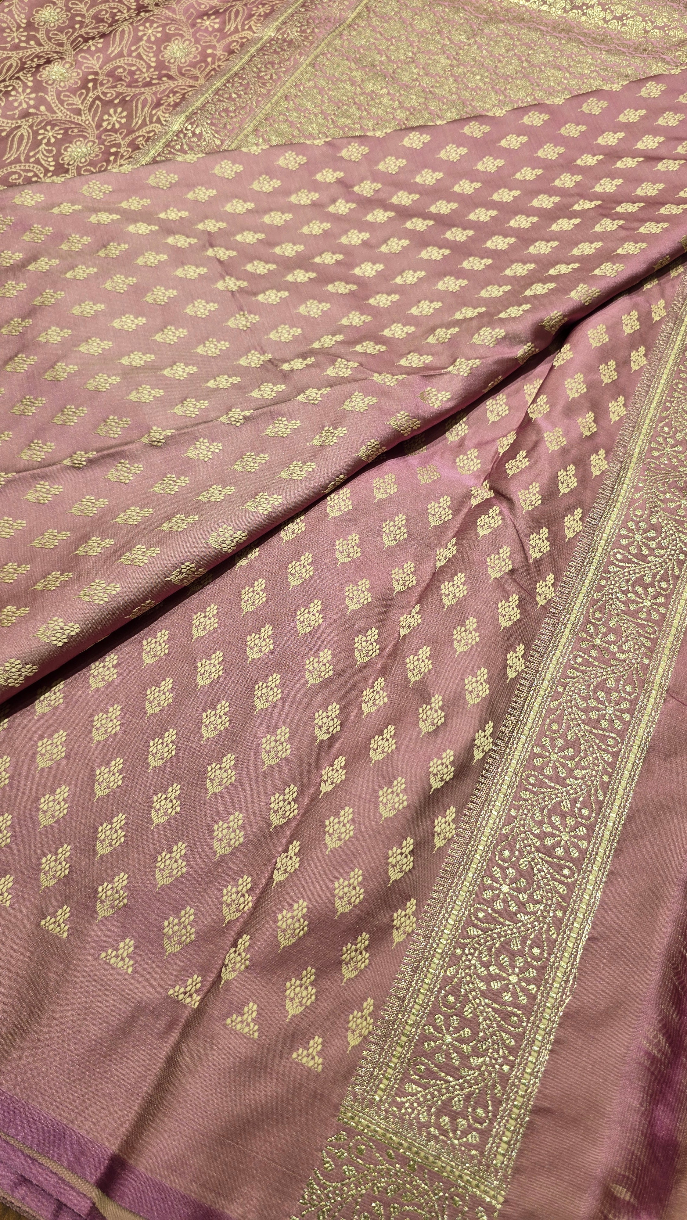 Anika's Vintage Banarasi silk -Pastel baby pink - Image 5