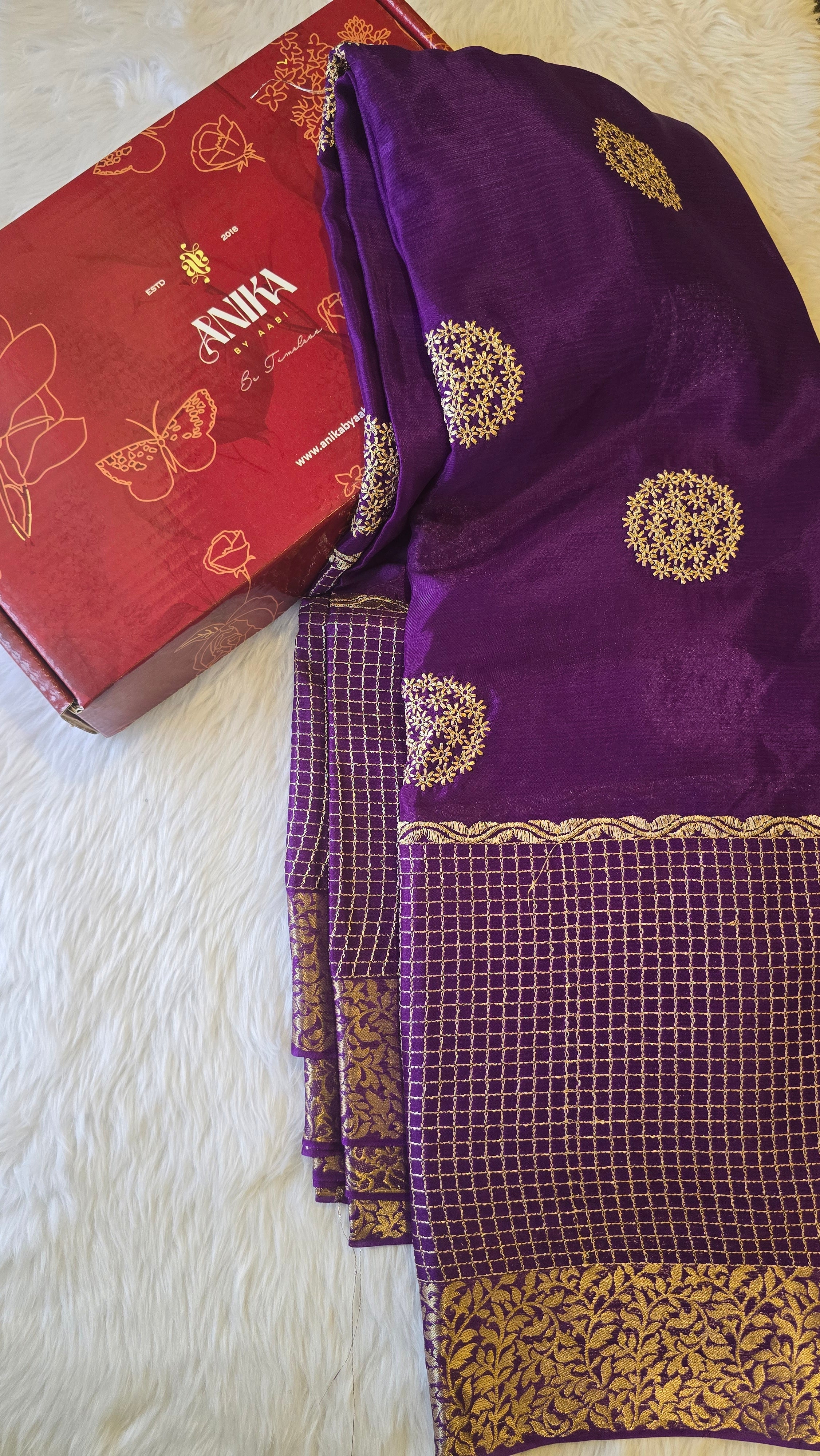 CHINON SILK SAREE-PURPLE - Image 3