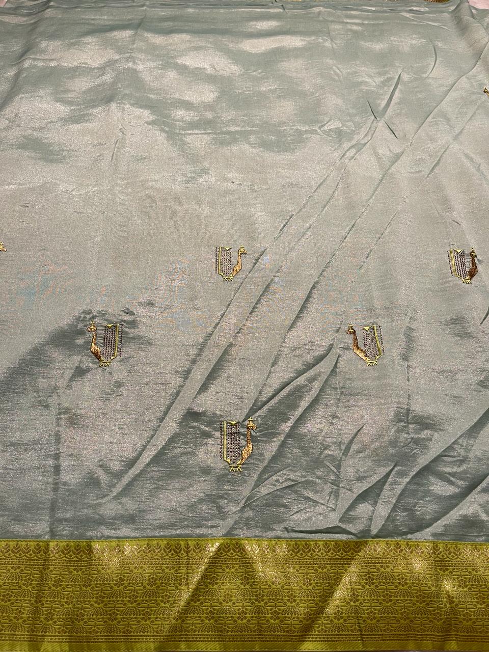 RAHA-LIGHT SEAFOAM GREEN SAREE - Image 3