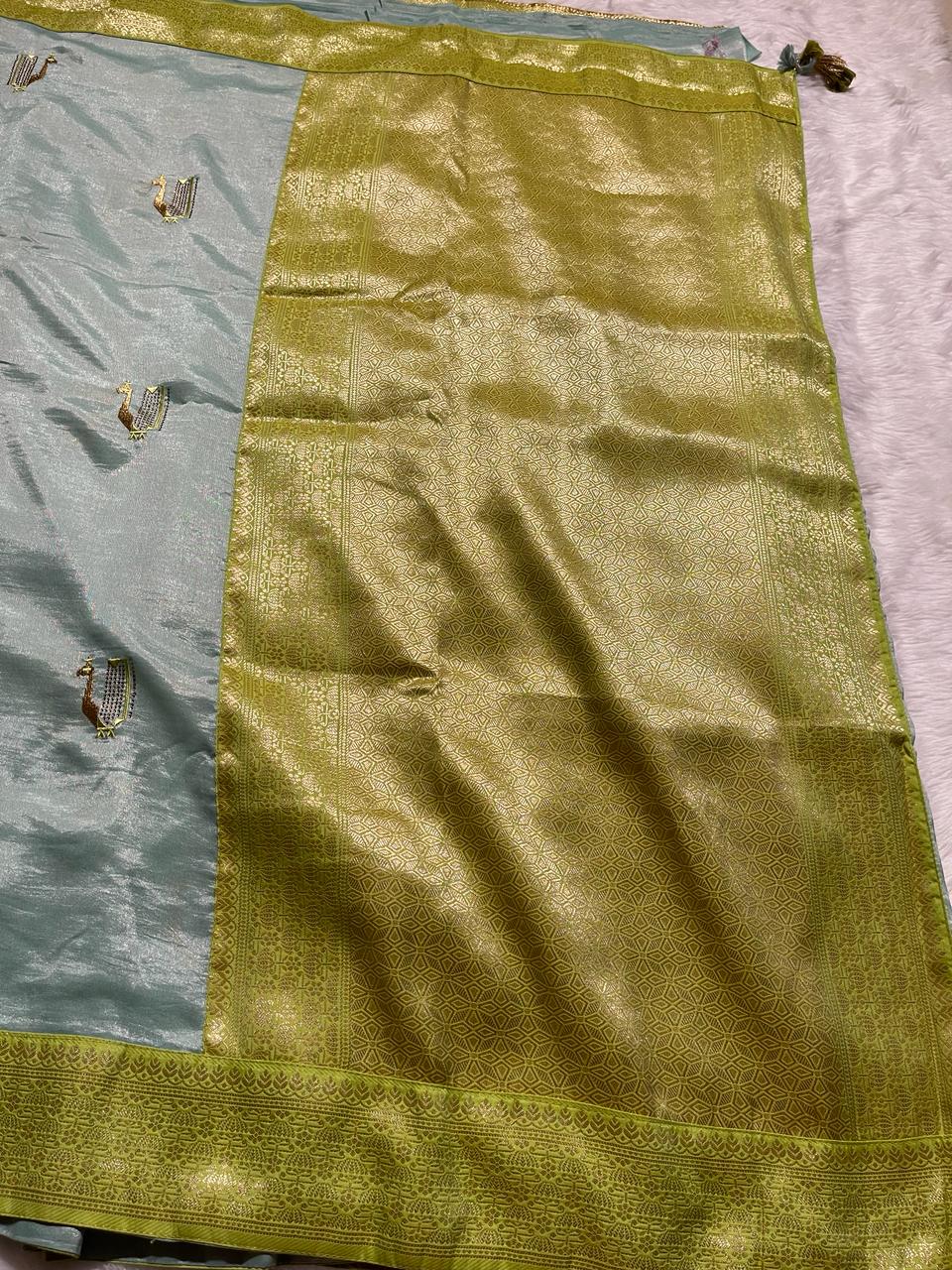 RAHA-LIGHT SEAFOAM GREEN SAREE - Image 4