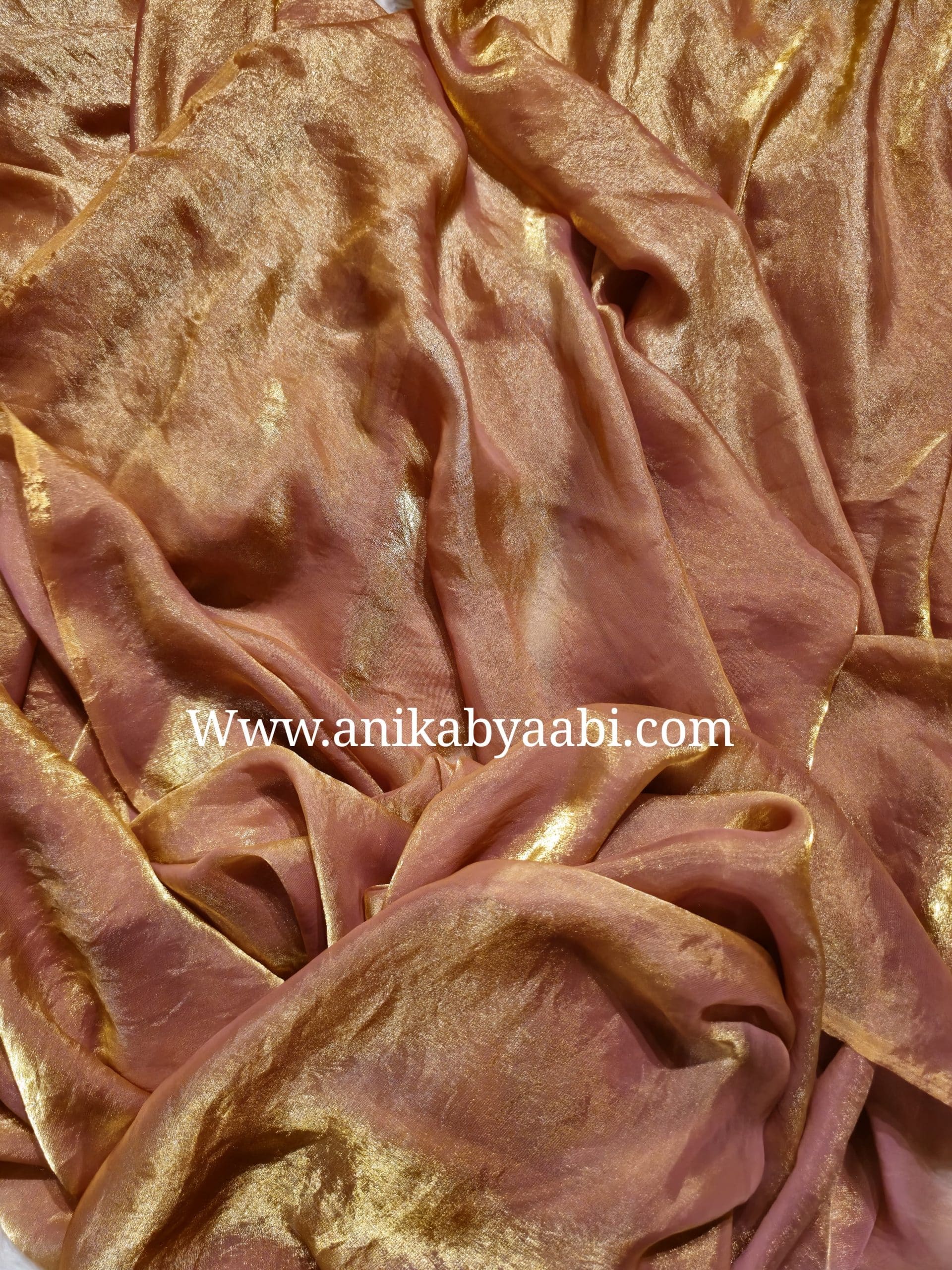 RASHMI - GLASS TISSUE ROSEGOLD SAREE - Image 3